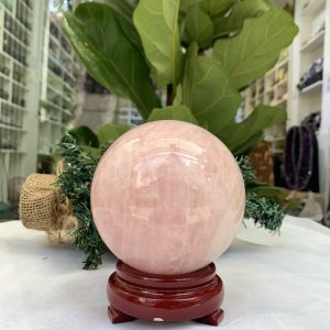 Bi cầu Thạch Anh Hồng – Rose Quartz Sphere (BH93), ĐK: 9,7CM, KL: 1,365KG