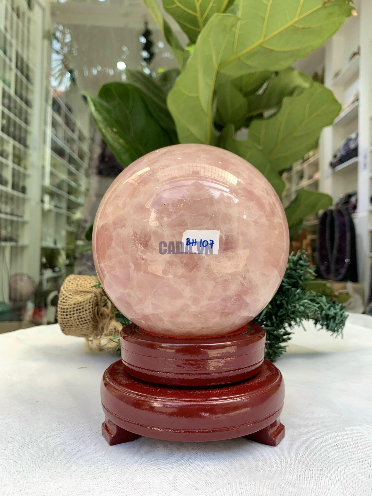 Bi cầu Thạch Anh Hồng – Rose Quartz Sphere (BH107), ĐK: 11,4 CM, KL: 2370 KG