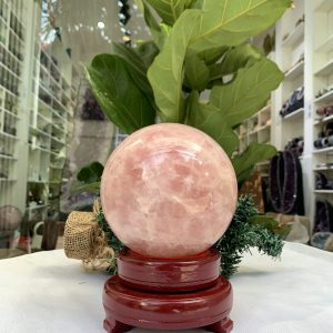 Bi cầu Thạch Anh Hồng – Rose Quartz Sphere (BH107), ĐK: 11,4 CM, KL: 2370 KG