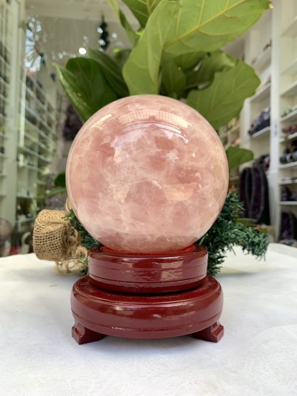 Bi cầu Thạch Anh Hồng – Rose Quartz Sphere (BH107), ĐK: 11,4 CM, KL: 2370 KG