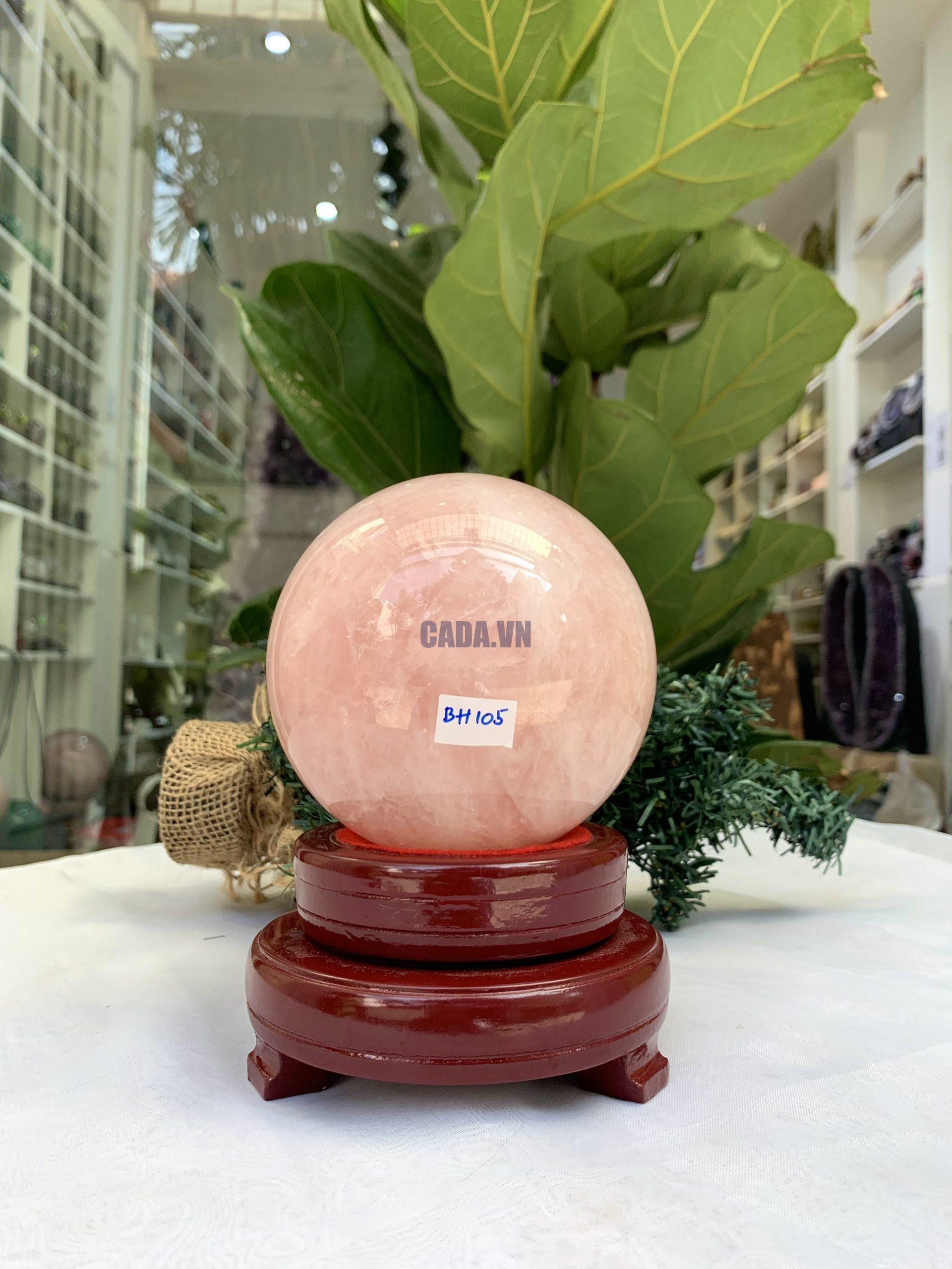 Bi cầu Thạch Anh Hồng – Rose Quartz Sphere (BH105), ĐK: 10,2 CM, KL: 1,595 KG 