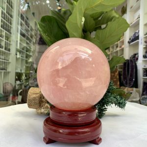 Bi cầu Thạch Anh Hồng – Rose Quartz Sphere (BH108), ĐK: 12,7 CM, KL: 3,640 KG