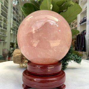 Bi cầu Thạch Anh Hồng – Rose Quartz Sphere (BH108), ĐK: 12,7 CM, KL: 3,640 KG