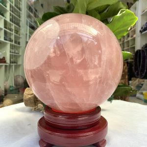 Bi cầu Thạch Anh Hồng – Rose Quartz Sphere (BH110), ĐK: 19 CM, KL: 9,56 KG