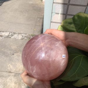 Bi cầu Thạch Anh Hồng – Rose Quartz Sphere (BH110), ĐK: 19 CM, KL: 9,56 KG