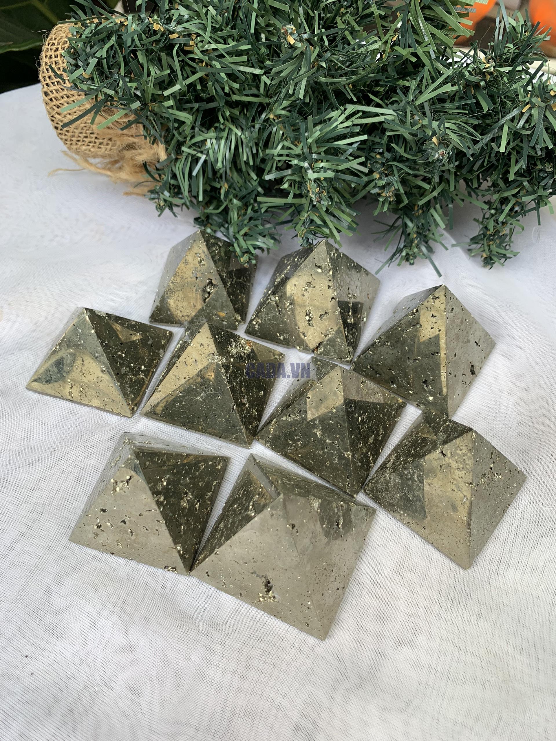 Kim tự tháp đá vàng găm | Pyrite pyramid | Đá sưu tầm, đá thiền định | CADA DECOR