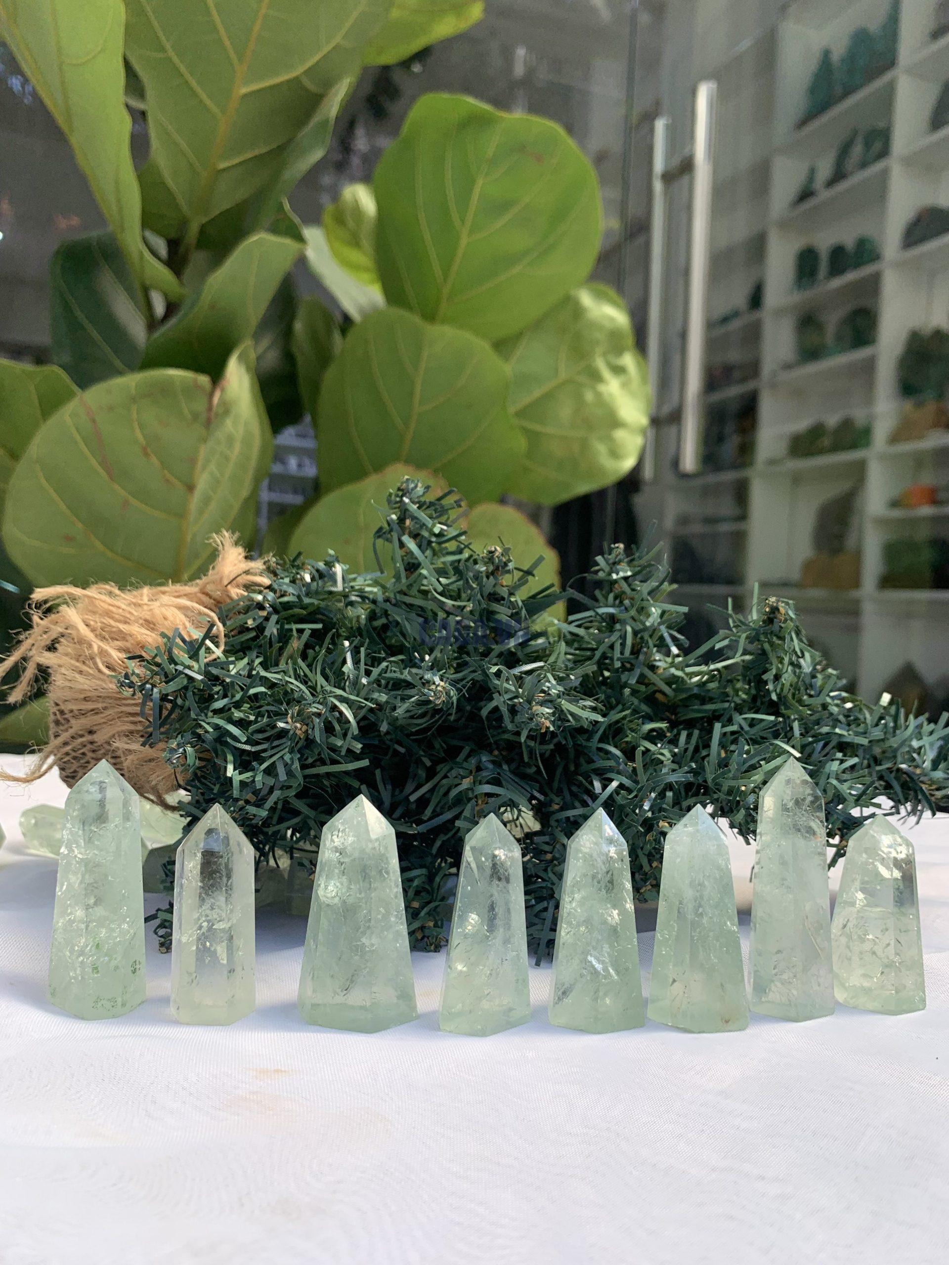 Trụ đá Green Quartz - Prasiolite Point | Đá thanh tẩy , tarot | CADA DECOR 