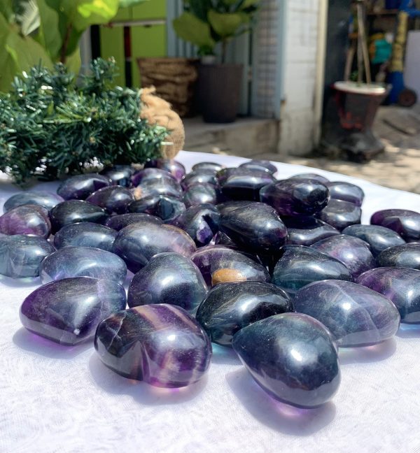 Trái tim đá Fluorite cầu vồng, Fluorite nhiều màu | Rainbow Fluorite Heart| Đá thanh tẩy , tarot | CADA DECOR