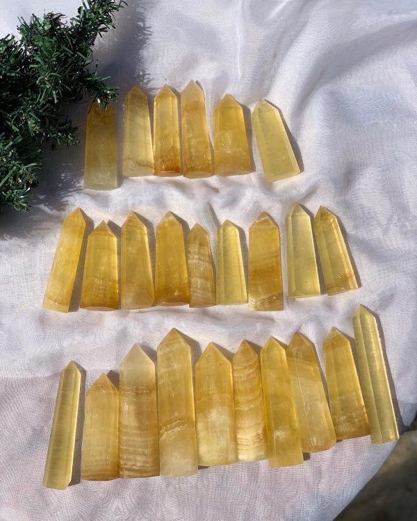 Trụ đá Fluorite vàng |Yellow Fluorite Point | Đá thanh tẩy , tarot | CADA DECOR