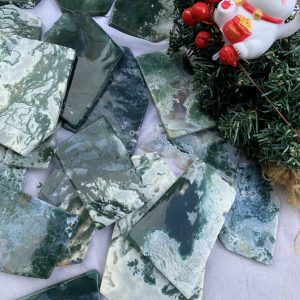 Moss Agate Slide -Băng ngọc thủy tảo / Mã não rêu dạng miếng, - Đá sưu tầm, thanh tẩy, tarot | CADA.VN