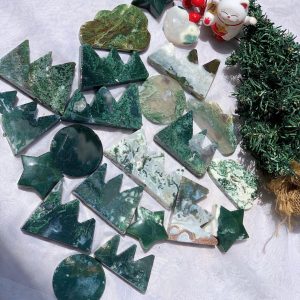 Moss Agate Mountain - Moss Agate round slice | Đá băng ngọc thủy tảo, mã não rêu hình núi, hình tròn | CADAVN