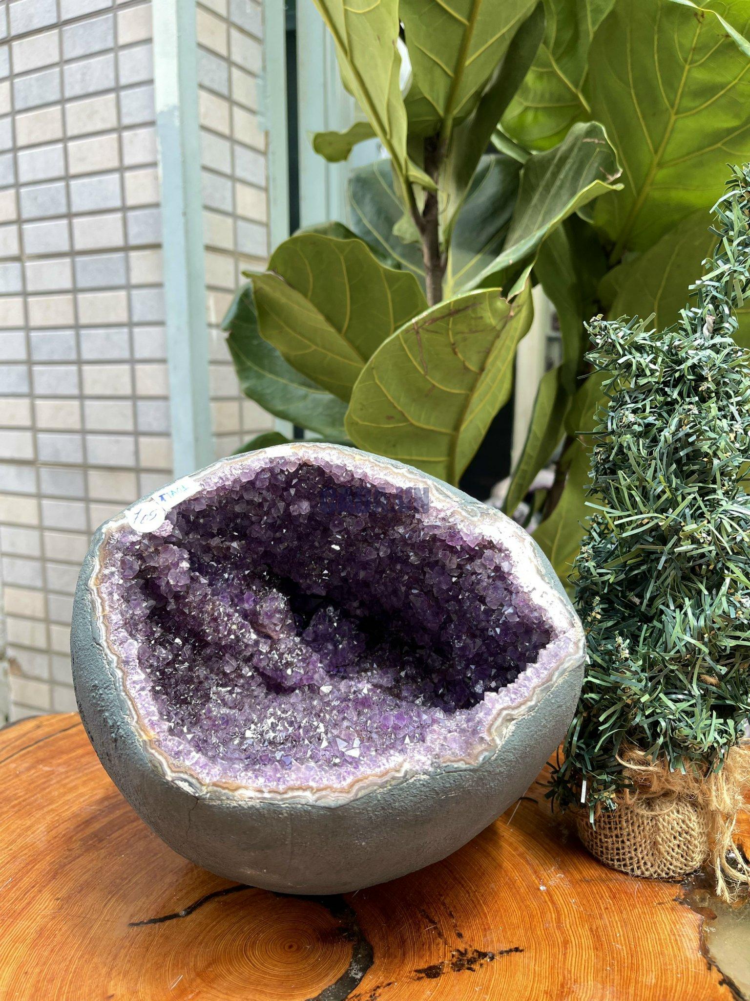 Túi Tiền - Ổ Tụ Tài Thạch Anh Tím - Amethyst (TTA01), KT: 18x15x20 CM, KL : 7,05kg