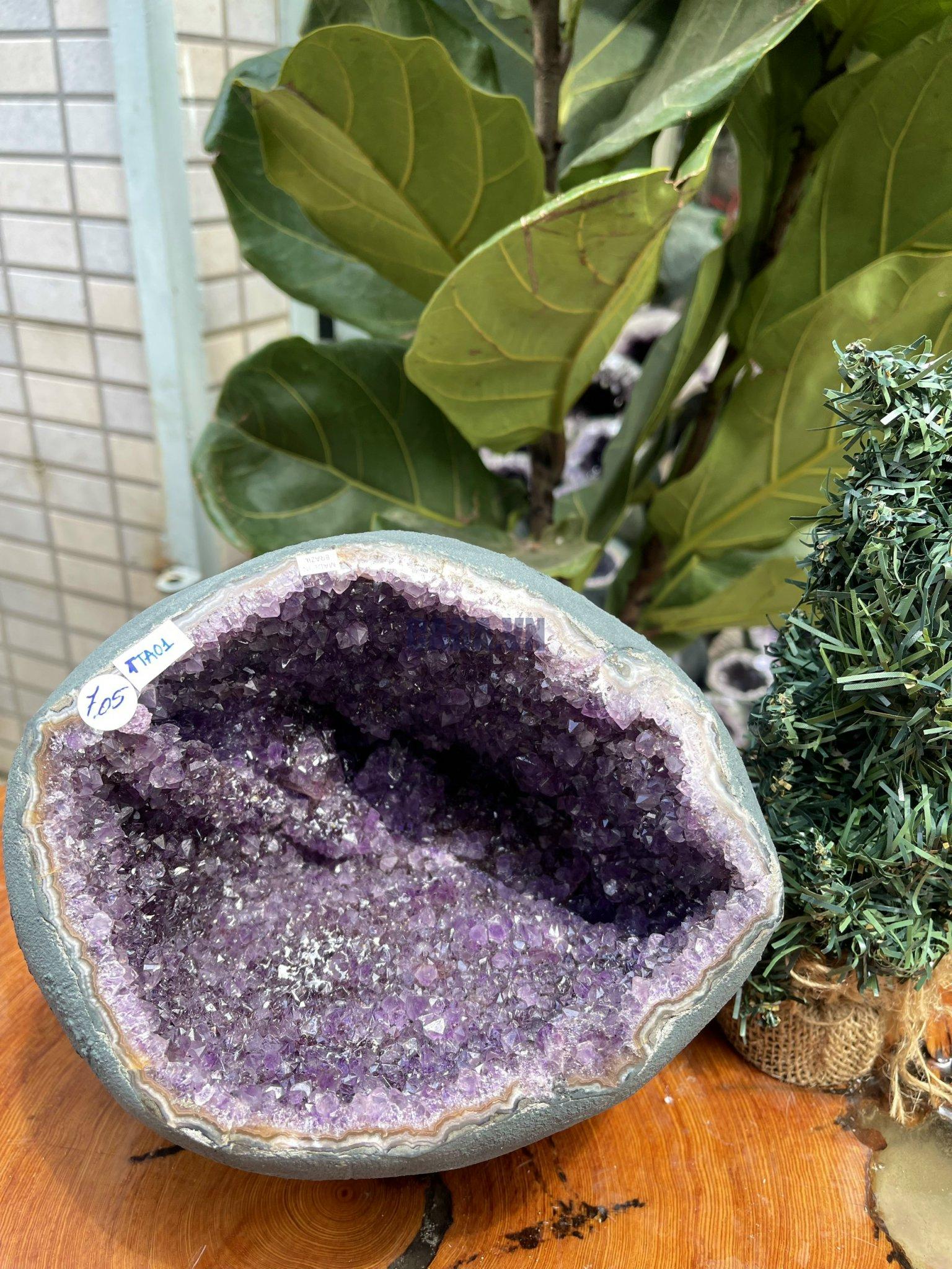 Túi Tiền - Ổ Tụ Tài Thạch Anh Tím - Amethyst (TTA01), KT: 18x15x20 CM, KL : 7,05kg