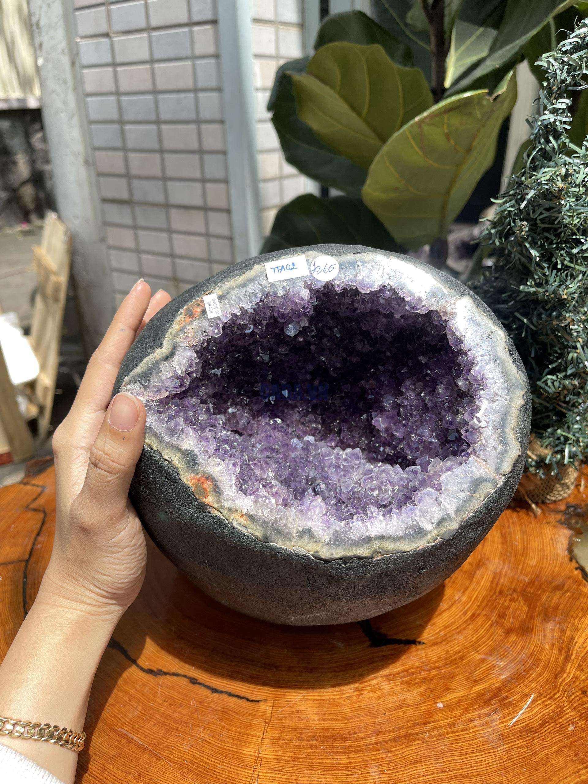 Túi Tiền - Ổ Tụ Tài Thạch Anh Tím - Amethyst (TTA02), KT: 18x15x22 CM, KL : 10.65kg