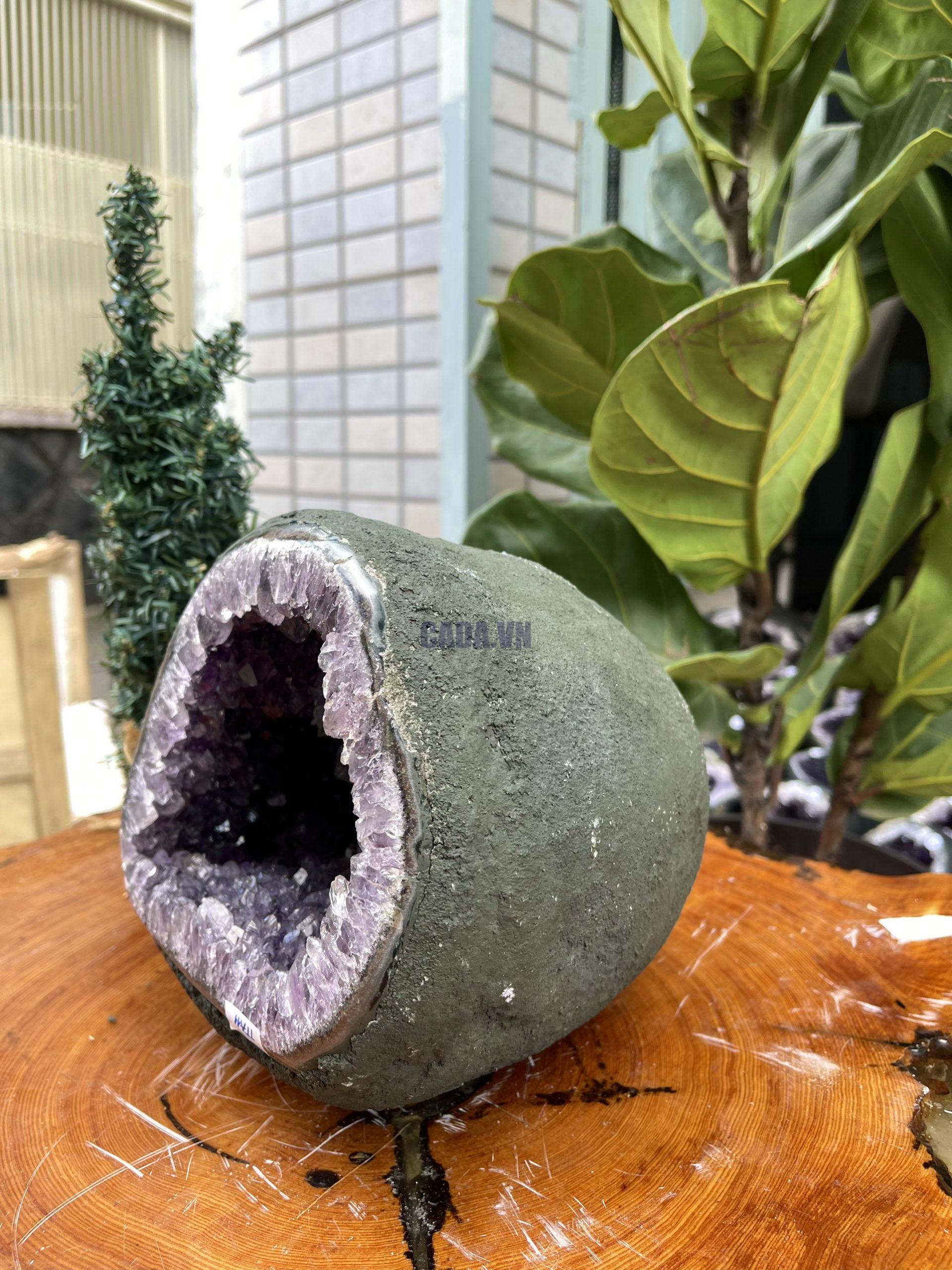Túi Tiền - Ổ Tụ Tài Thạch Anh Tím - Amethyst (TTA11), KT: 16x14x18 CM, KL : 6,635kg