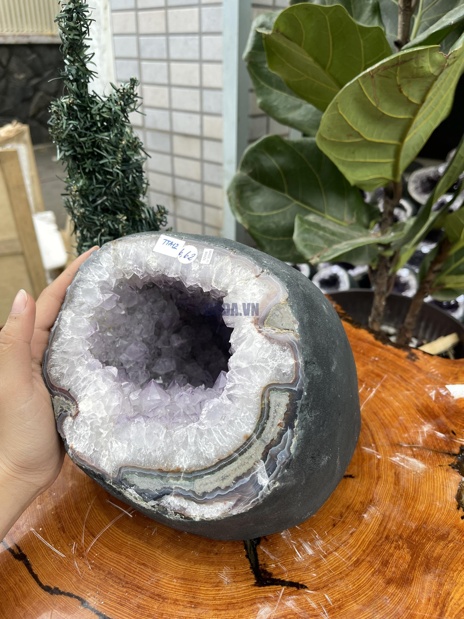 Túi Tiền - Ổ Tụ Tài Thạch Anh Tím - Amethyst (TTA12), KT: 16x16x21 CM, KL : 6,62kg