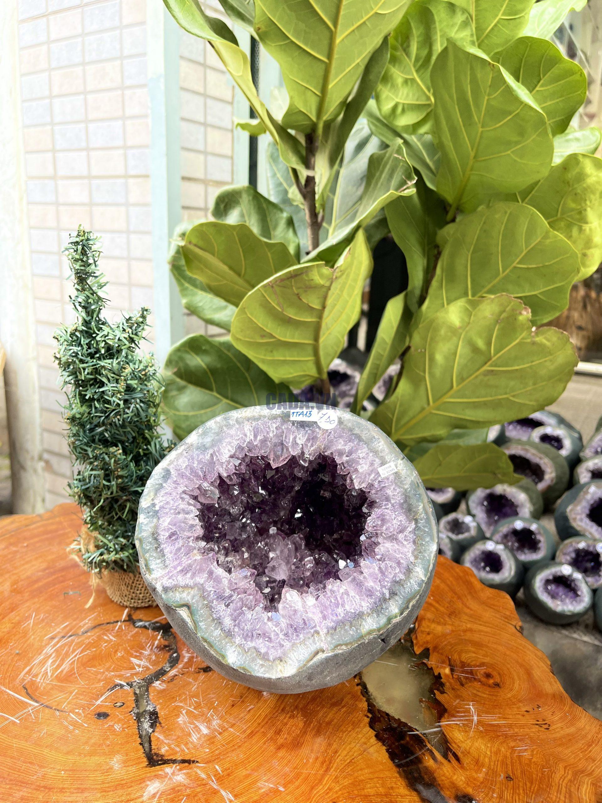 Túi Tiền - Ổ Tụ Tài Thạch Anh Tím - Amethyst (TTA13), KT: 17x16x20 CM, KL : 7kg