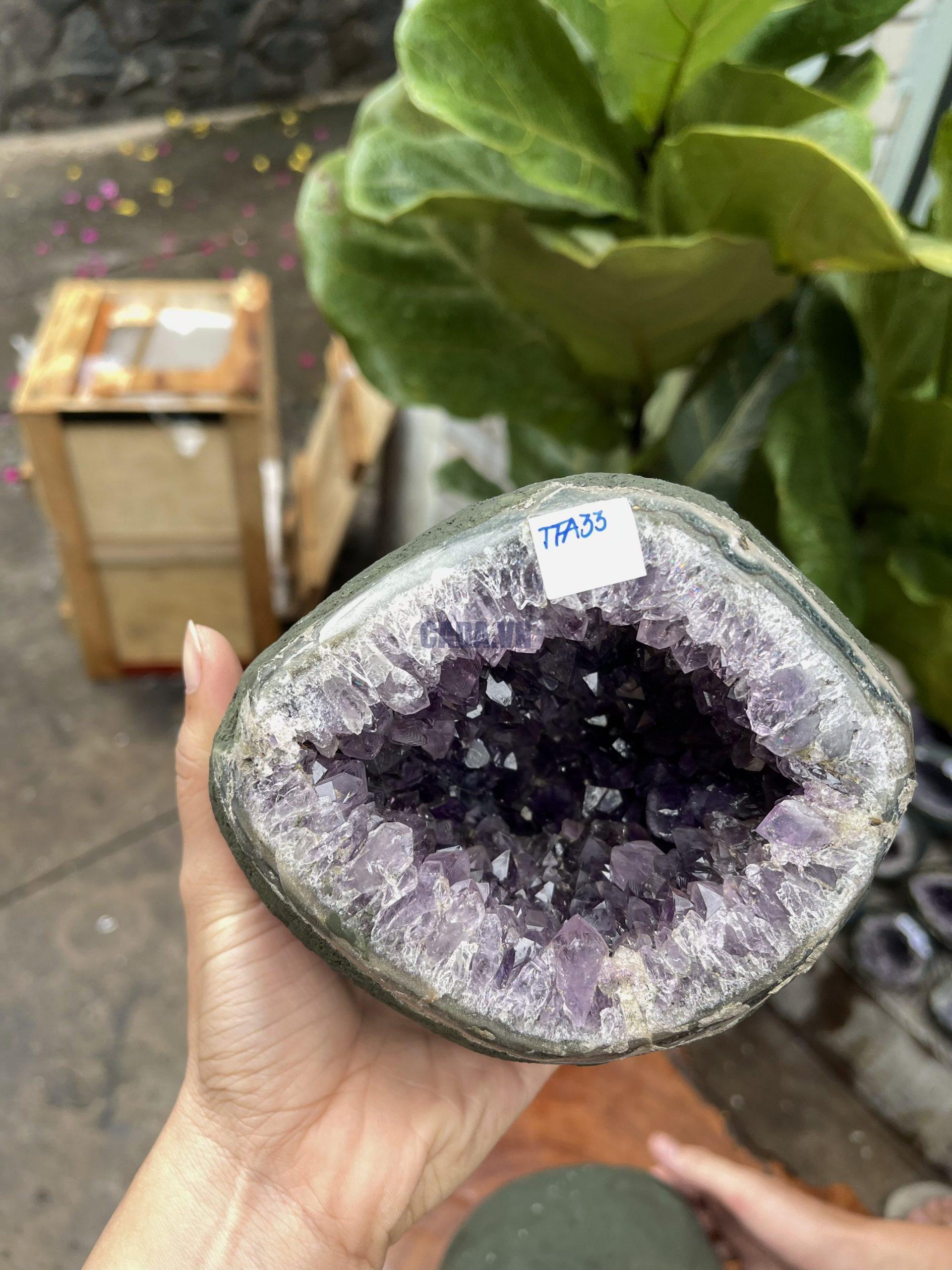 Túi Tiền - Ổ Tụ Tài Thạch Anh Tím - Amethyst (TTA33), KT: 12x10x13 CM, KL : 2.245kg