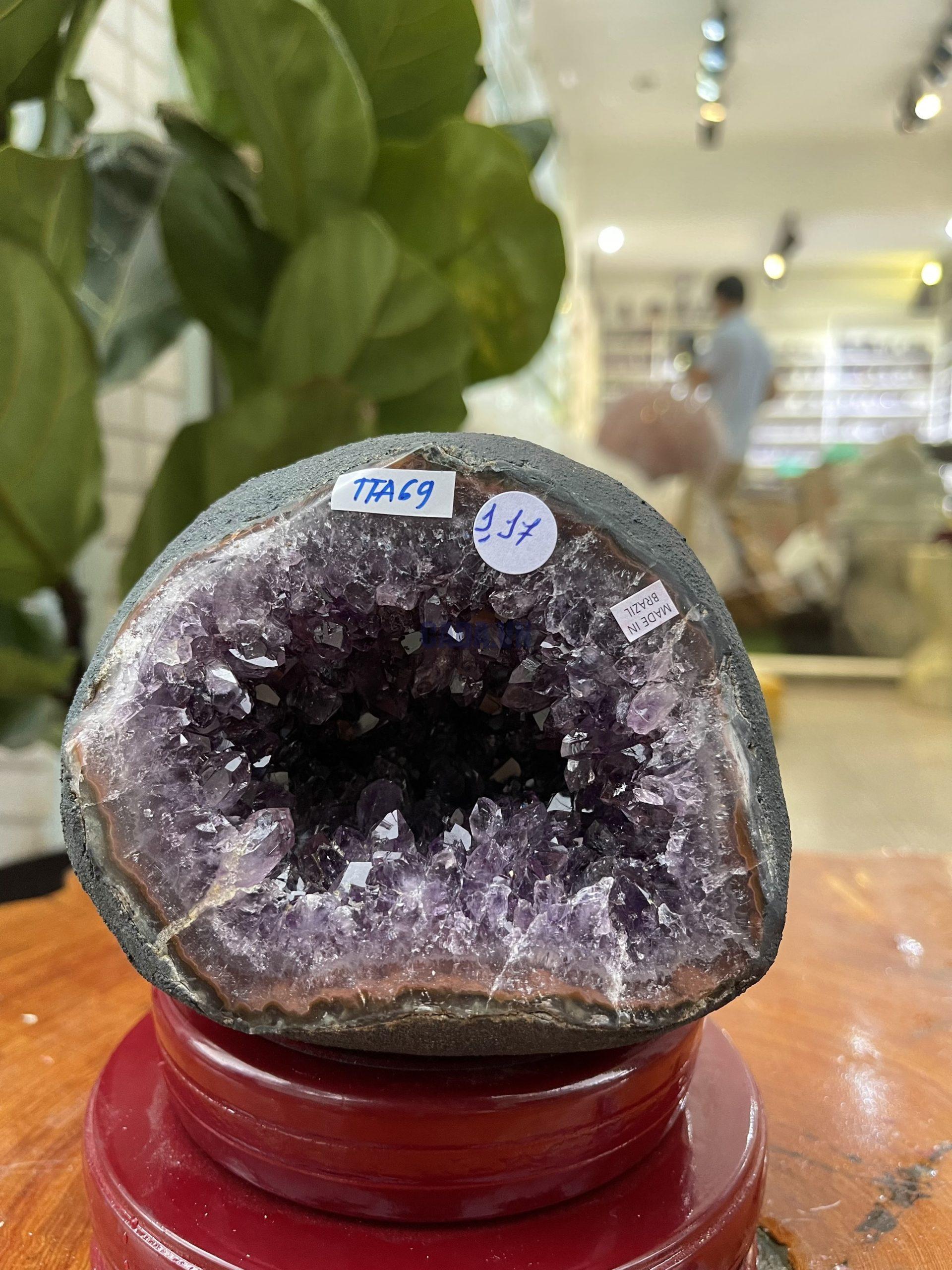 Túi Tiền - Ổ Tụ Tài Thạch Anh Tím - Amethyst (TTA69), KT: 11x9x12 CM, KL : 2.145kg