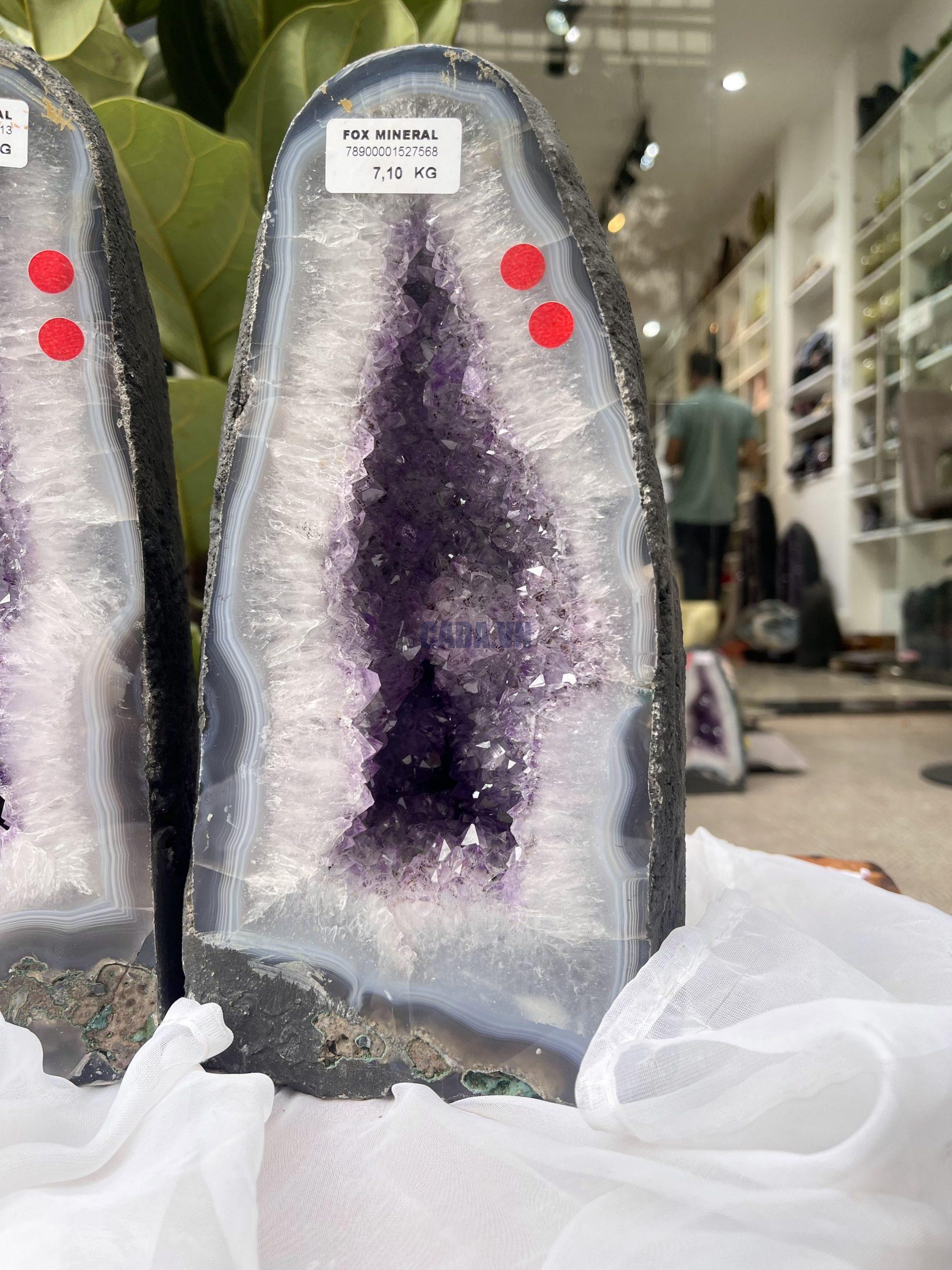Hốc Thạch Anh Tím - Amethyst Geode (T153- T154), KT: 17.5 X 17 CM, KL :7.3kg & 7.1 kg