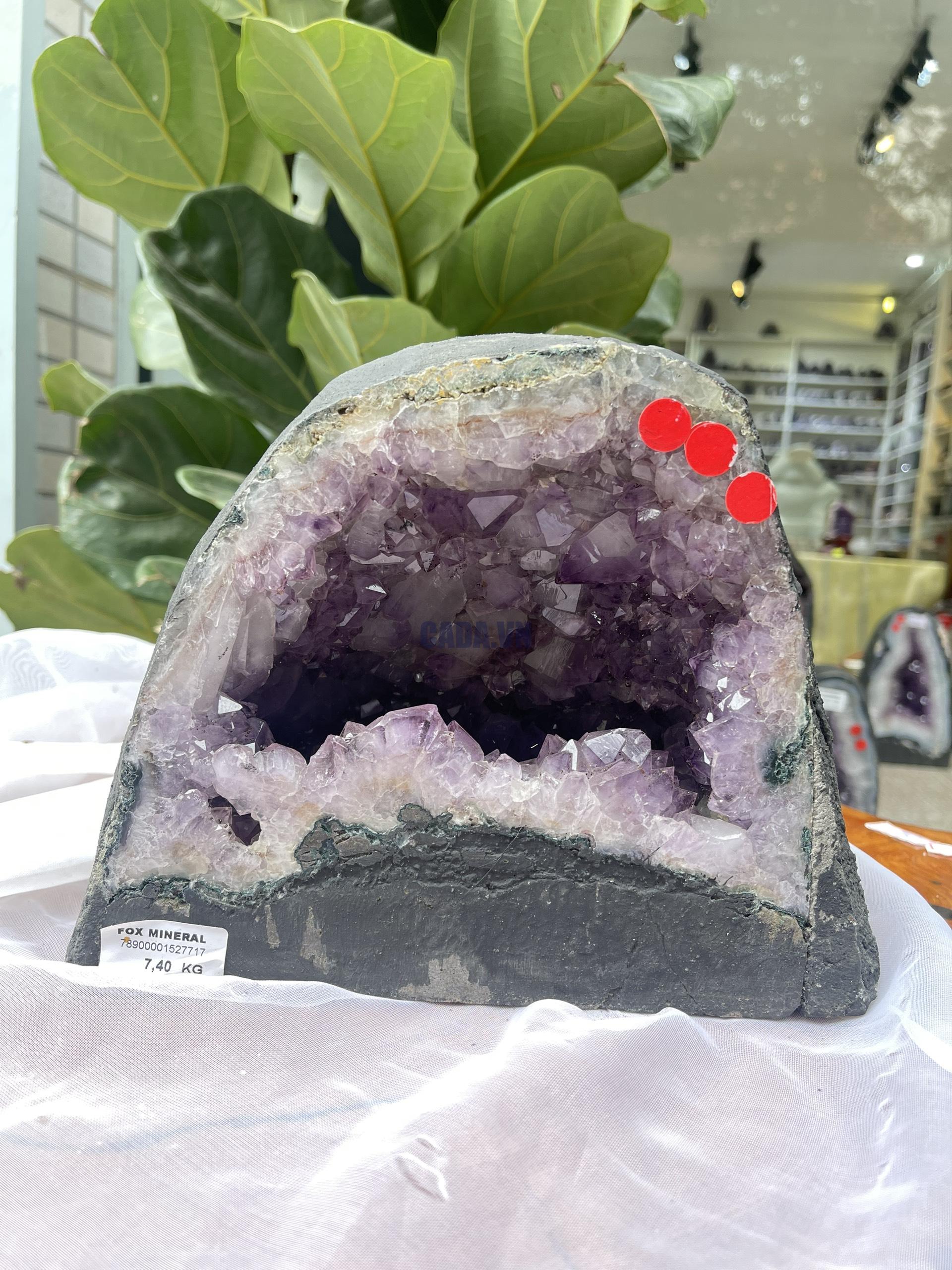 Hốc Thạch Anh Tím - Amethyst Geode (T155), KT: 18x22 CM, KL :7.4 kg