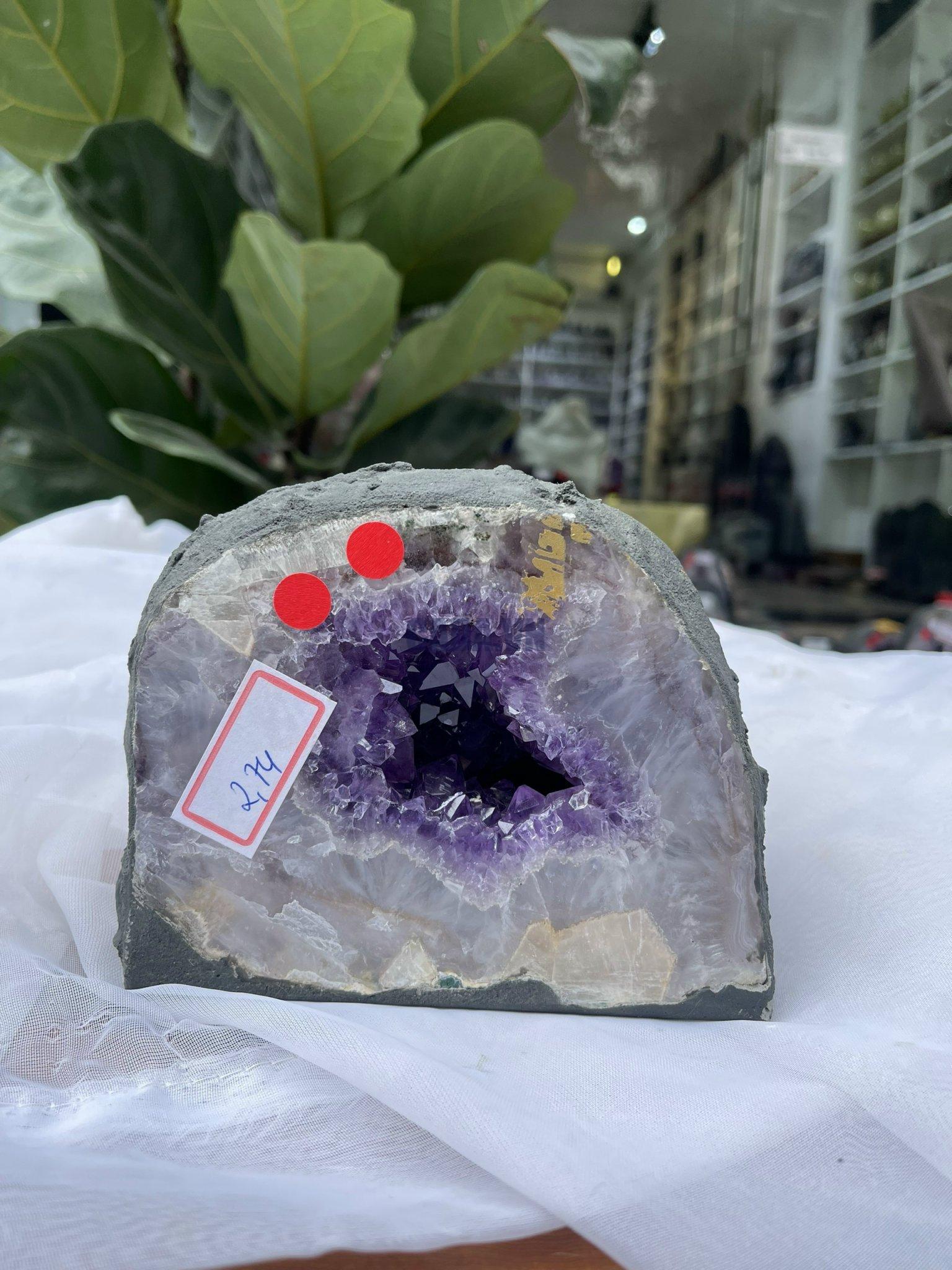 Hốc Thạch Anh Tím - Amethyst Geode (T160), KT: 12 x 13.5 CM, KL :2.74kg