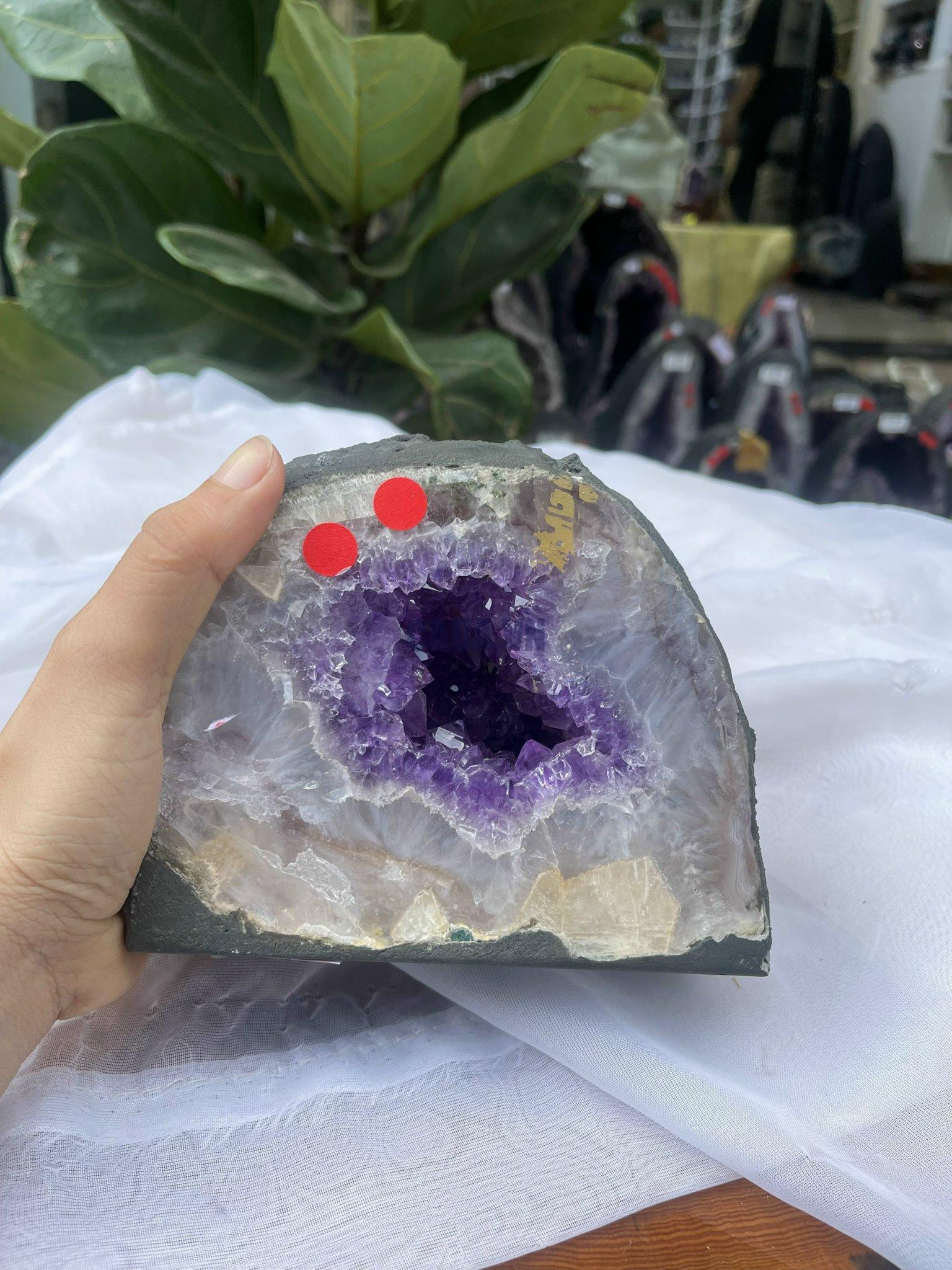 Hốc Thạch Anh Tím - Amethyst Geode (T160), KT: 12 x 13.5 CM, KL :2.74kg