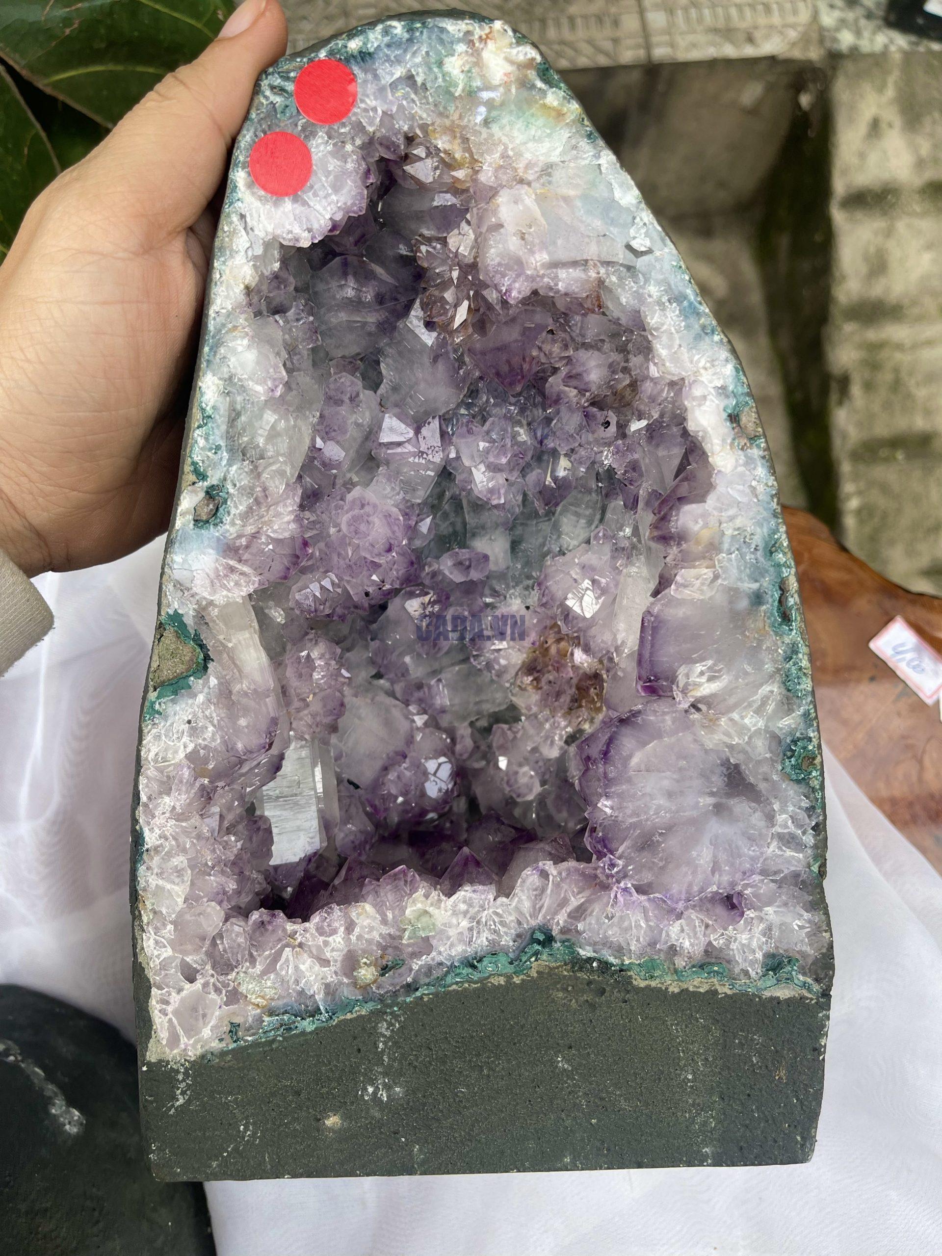 [HỐC ĐÔI ] Hốc Thạch Anh Tím - Amethyst Geode (T164-T165), KT: 23 x 14.5  CM VÀ 21.5x 16cm  , KL : 4kg & 3.98kg