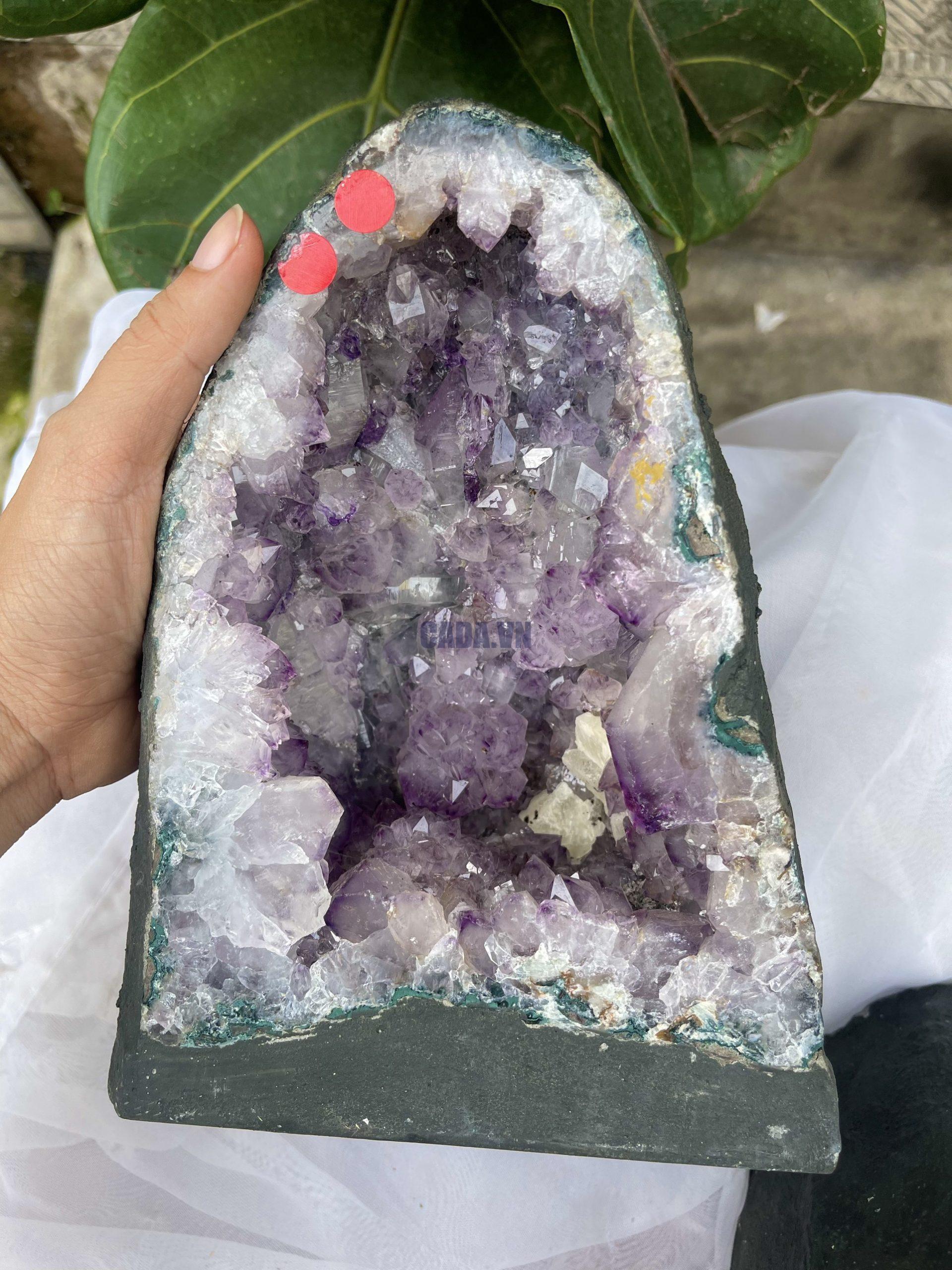 [HỐC ĐÔI ] Hốc Thạch Anh Tím - Amethyst Geode (T164-T165), KT: 23 x 14.5  CM VÀ 21.5x 16cm  , KL : 4kg & 3.98kg