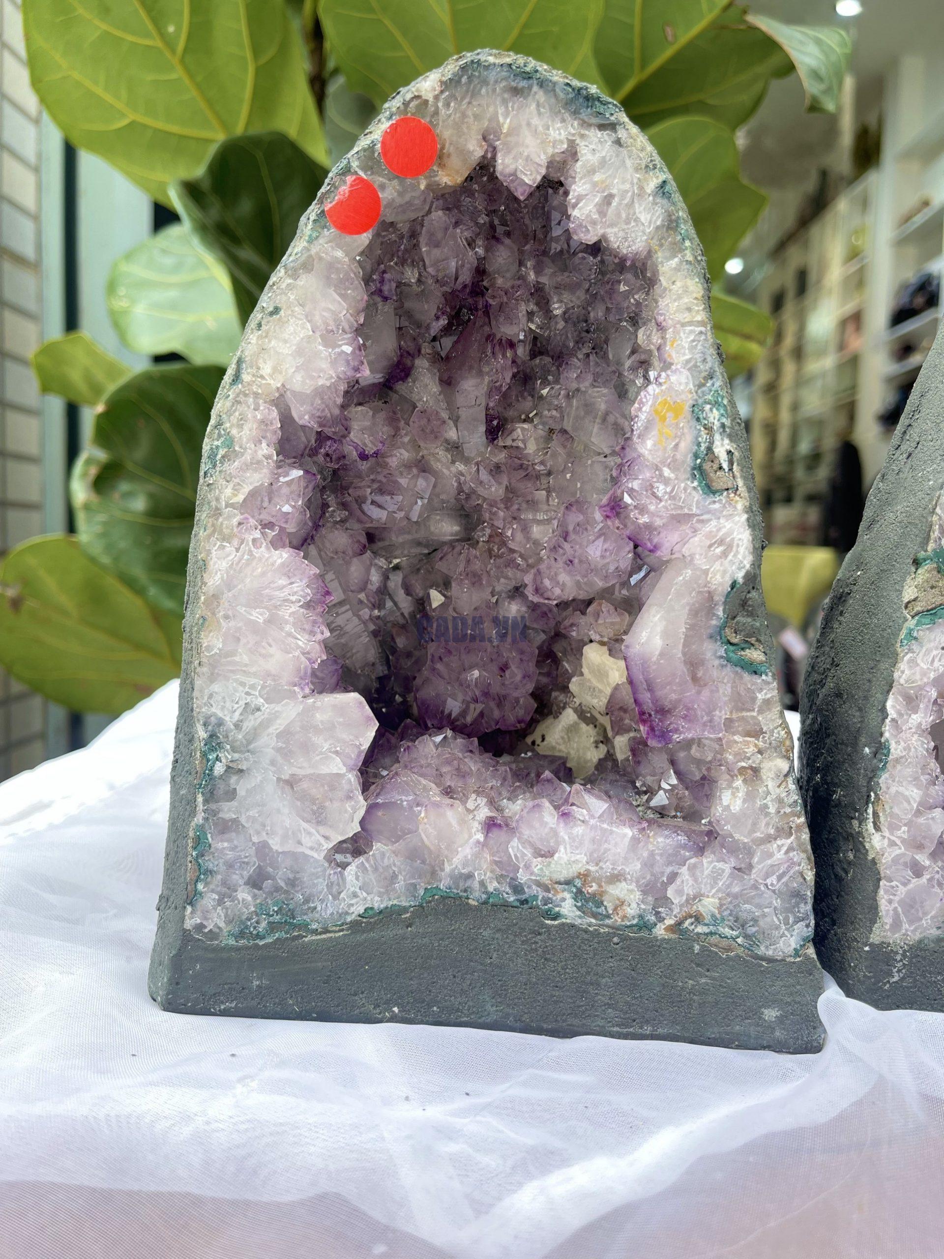 [HỐC ĐÔI ] Hốc Thạch Anh Tím - Amethyst Geode (T164-T165), KT: 23 x 14.5  CM VÀ 21.5x 16cm  , KL : 4kg & 3.98kg