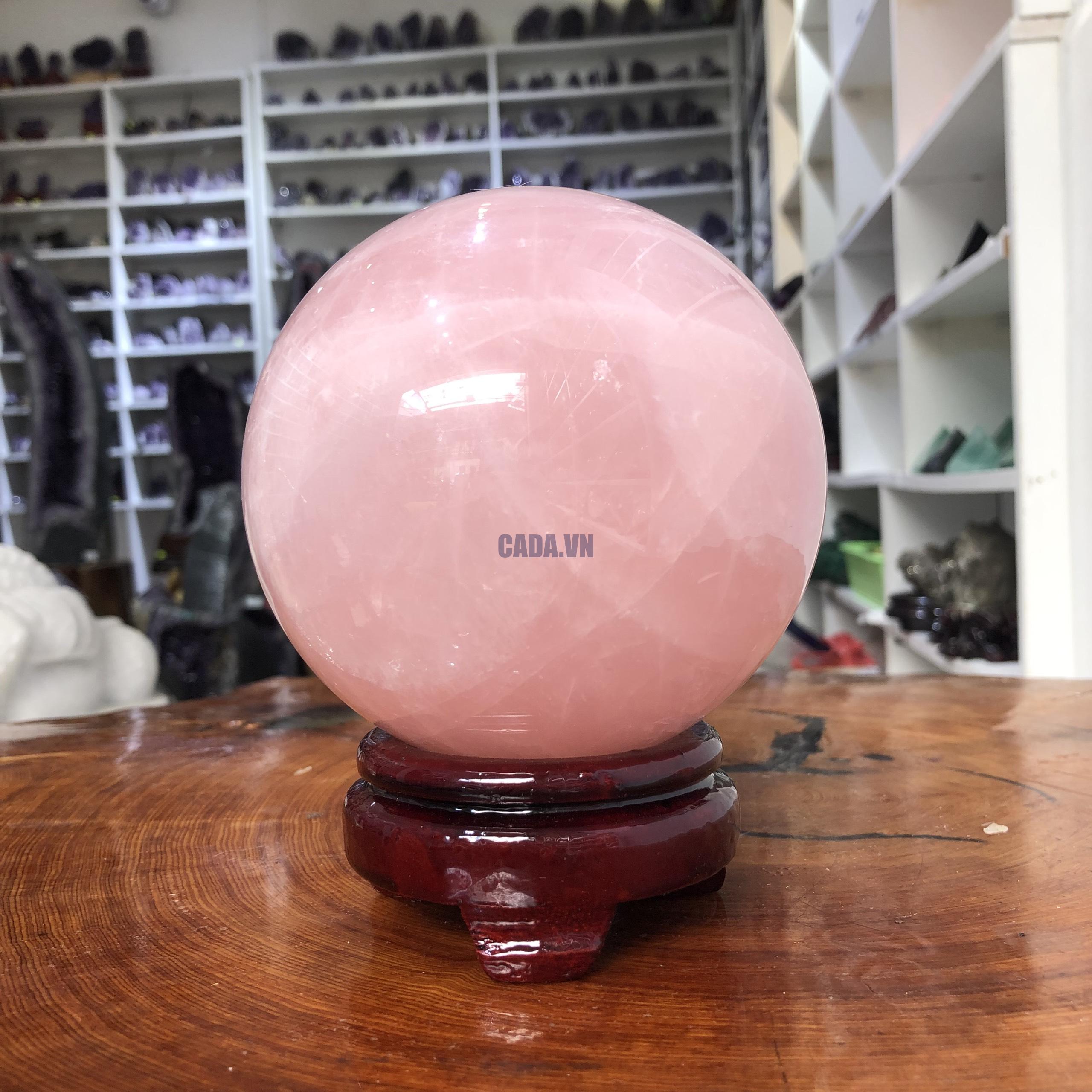 Bi cầu Thạch Anh Hồng – Rose Quartz Sphere (BH125), ĐK: 11,15CM, KL: 1,84 KG