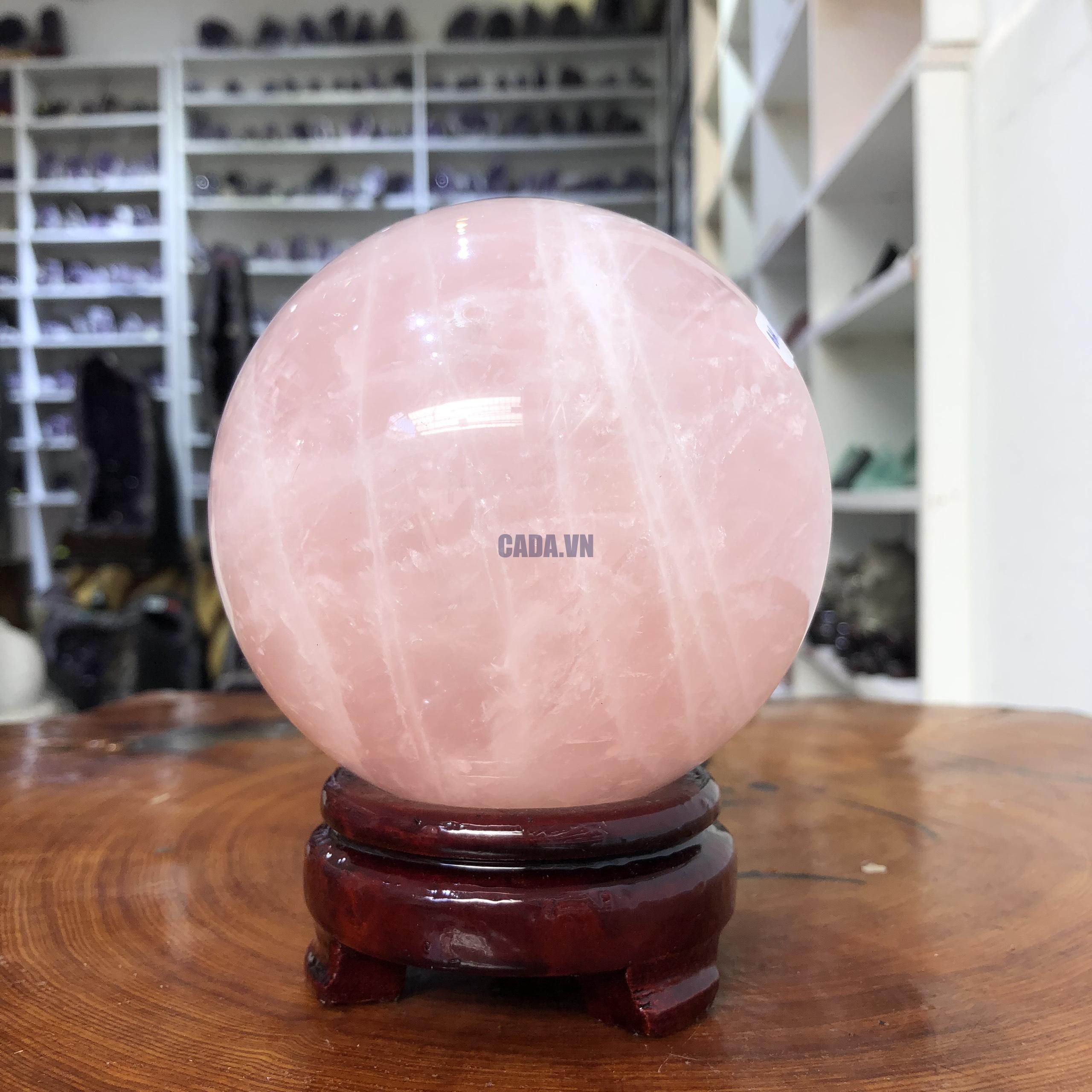 Bi cầu Thạch Anh Hồng – Rose Quartz Sphere (BH152), ĐK: 10,83 CM, KL: 1,725 KG