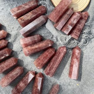 Trụ Thạch anh dâu tây đỏ | Red strawberry quartz point | Đá trang trí, sưu tầm, healing | CADA DECOR