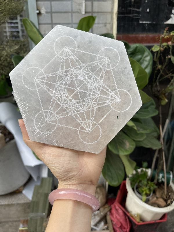 Đĩa lưới tinh thể selenite | Grib Selenite | Đá trang trí, sưu tầm, healing | CADA DECOR