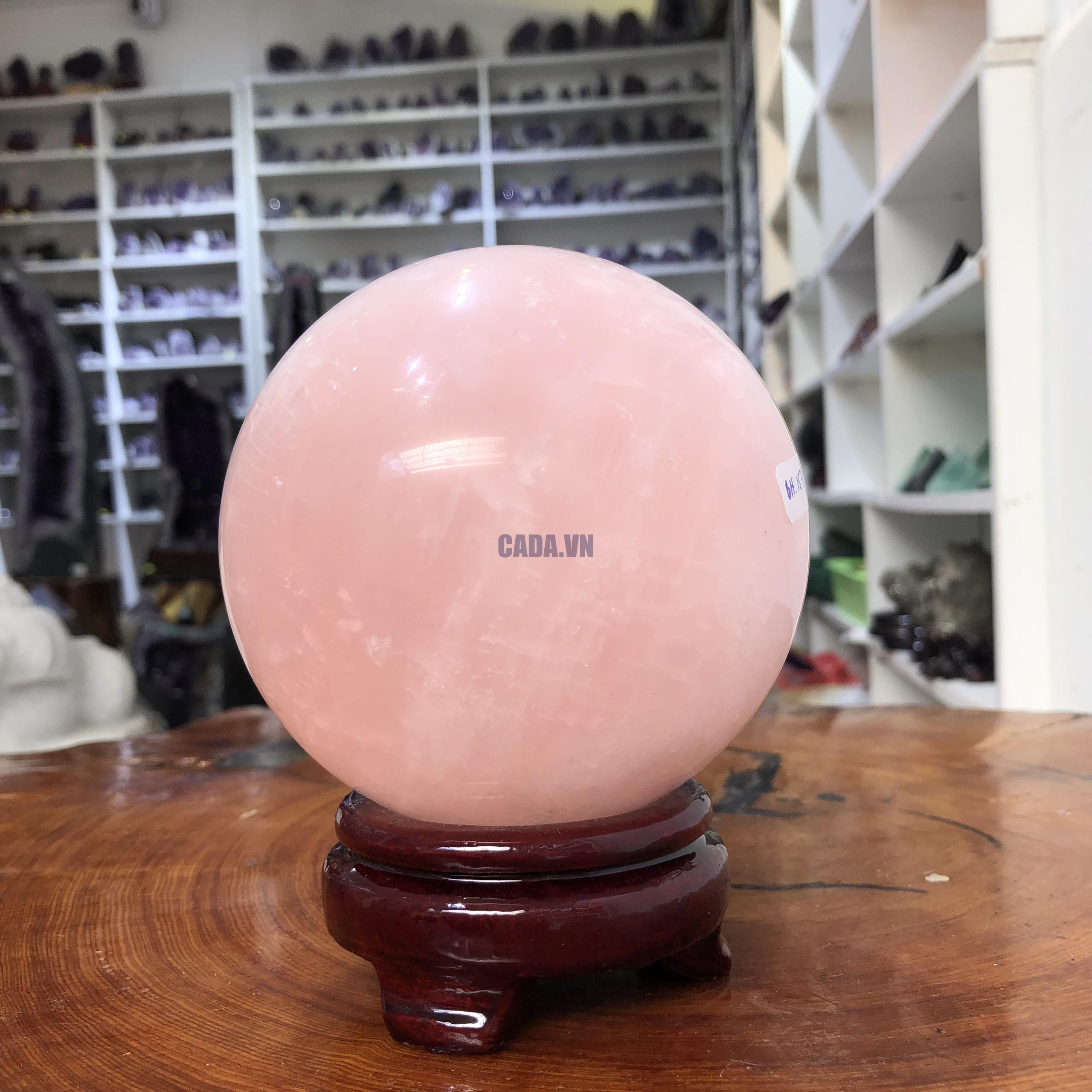 Bi cầu Thạch Anh Hồng – Rose Quartz Sphere (BH157), ĐK: 10,83 CM, KL: 1,75 KG