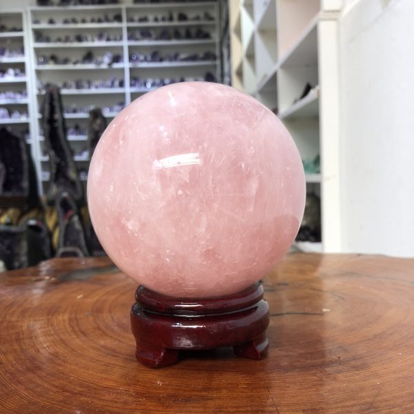Bi cầu Thạch Anh Hồng – Rose Quartz Sphere (BH142), ĐK: 11,46 CM, KL: 2,15 KG