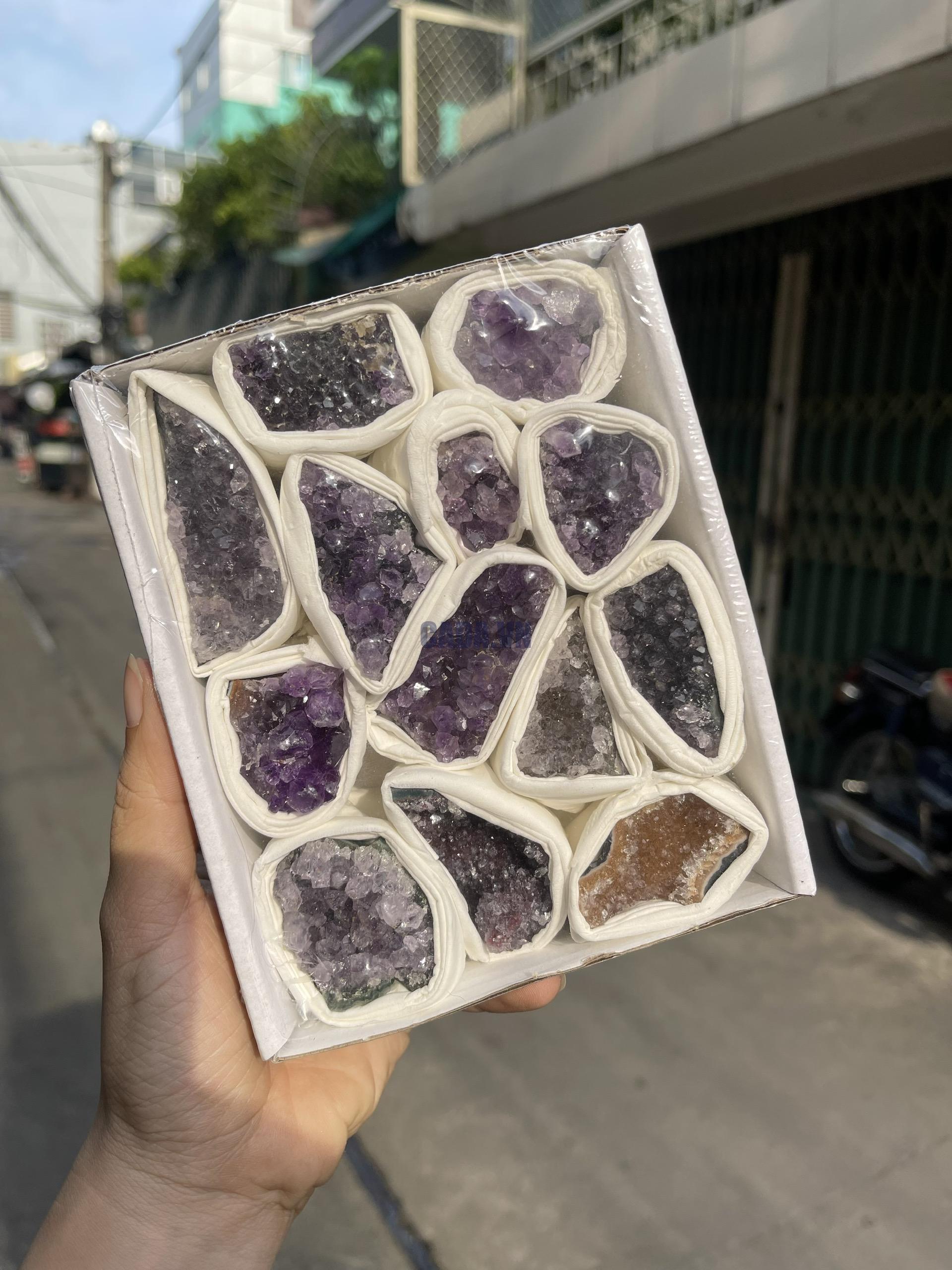 Hộp sưu tầm Amethyst các loại | Amethyst cluster | Đá trang trí, sưu tầm, healing | CADA DECOR