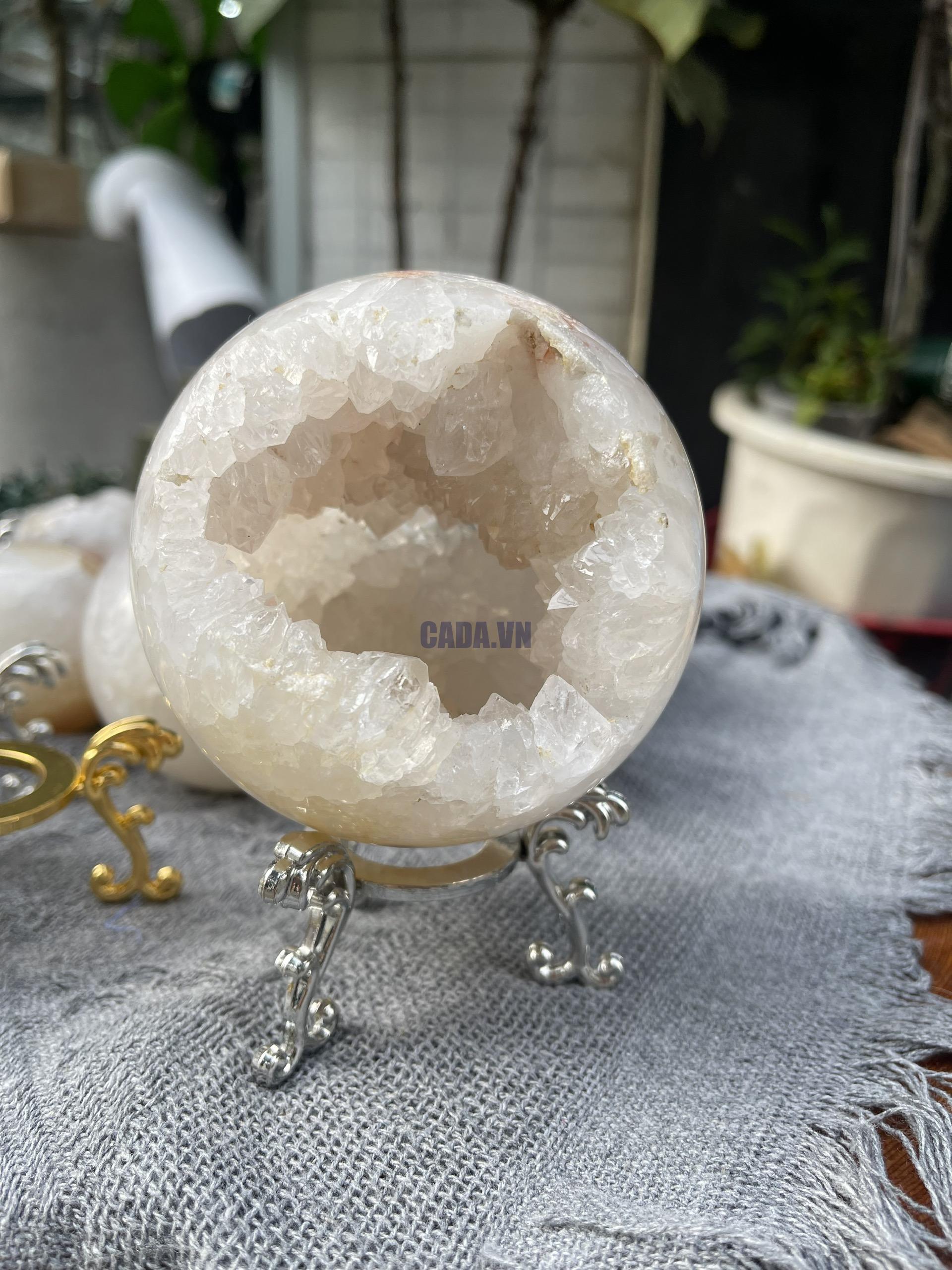 Bi hốc mã não | Agate Geode Sphere | Đá trang trí, sưu tầm, healing | CADA DECOR