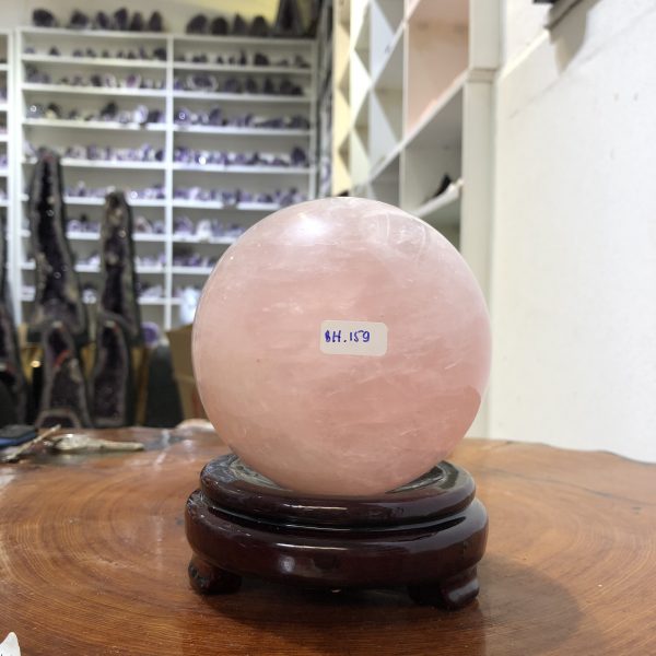 Bi cầu Thạch Anh Hồng – Rose Quartz Sphere (BH159), ĐK: 10,83 CM, KL: 1,795 KG