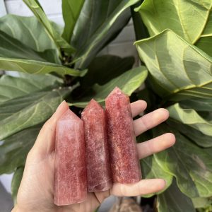 Trụ Thạch anh dâu tây đỏ | Red strawberry quartz point | Đá trang trí, sưu tầm, healing | CADA DECOR
