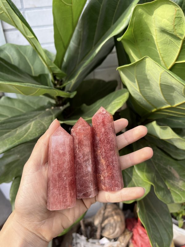 Trụ Thạch anh dâu tây đỏ | Red strawberry quartz point | Đá trang trí, sưu tầm, healing | CADA DECOR
