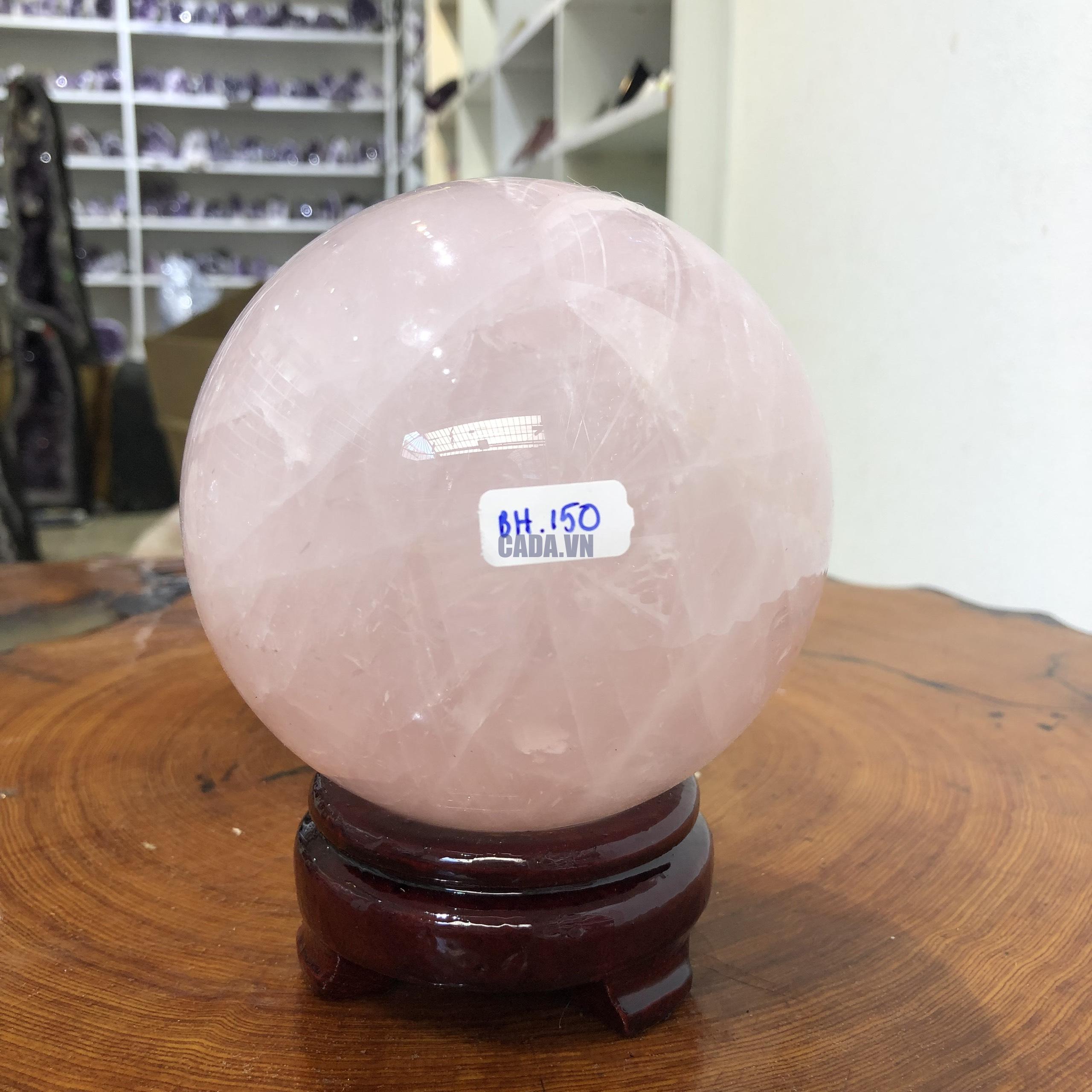 Bi cầu Thạch Anh Hồng – Rose Quartz Sphere (BH150), ĐK: 11,15 CM, KL: 1,855 KG