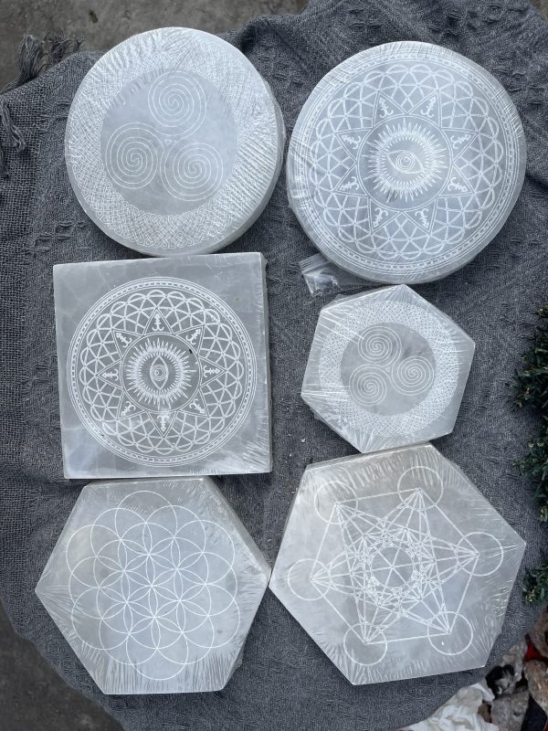 Đĩa lưới tinh thể selenite | Grib Selenite | Đá trang trí, sưu tầm, healing | CADA DECOR