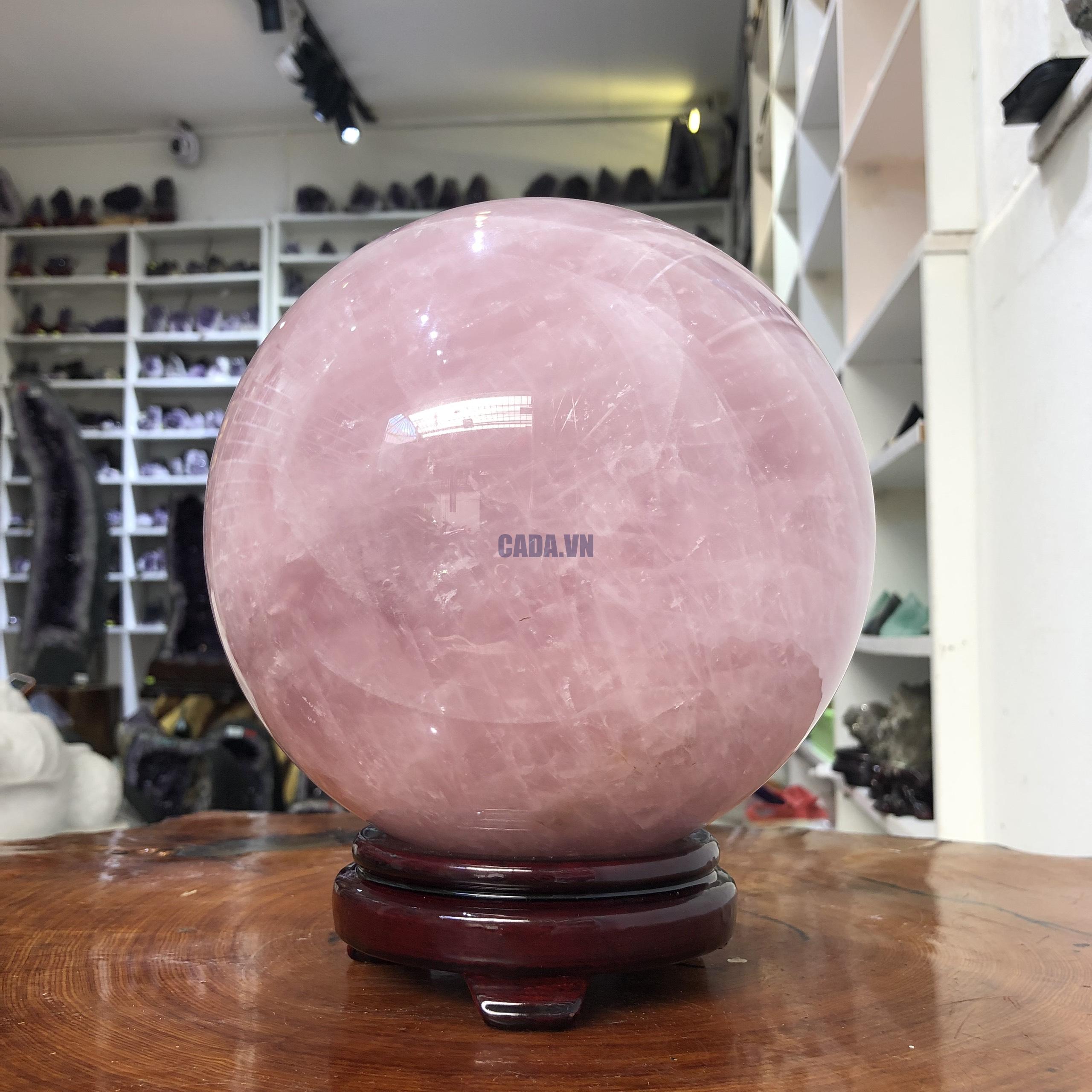 Bi cầu Thạch Anh Hồng – Rose Quartz Sphere (BH131), ĐK: 18,47CM, KL: 8,46 KG