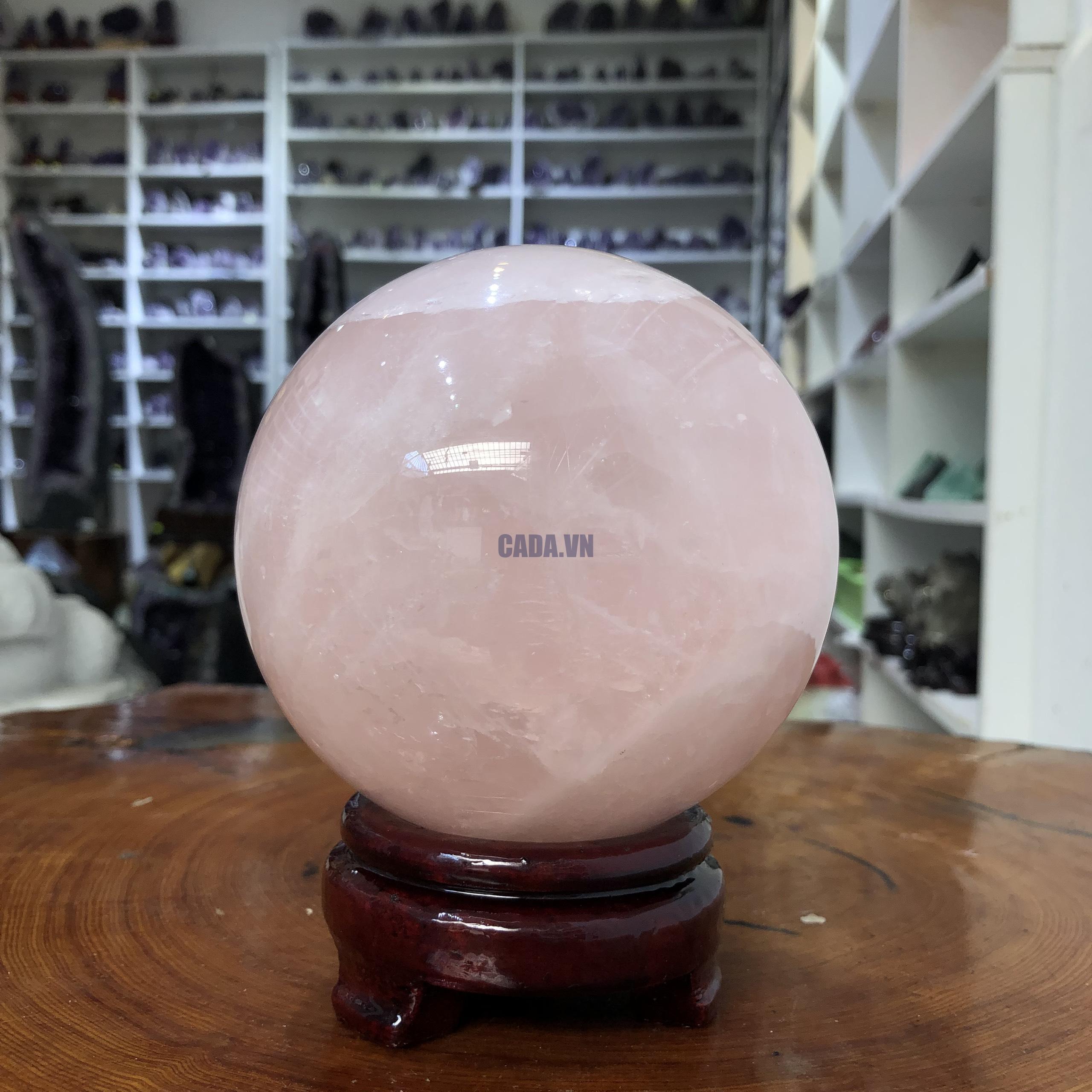 Bi cầu Thạch Anh Hồng – Rose Quartz Sphere (BH158), ĐK: 11,15 CM, KL: 1,93 KG