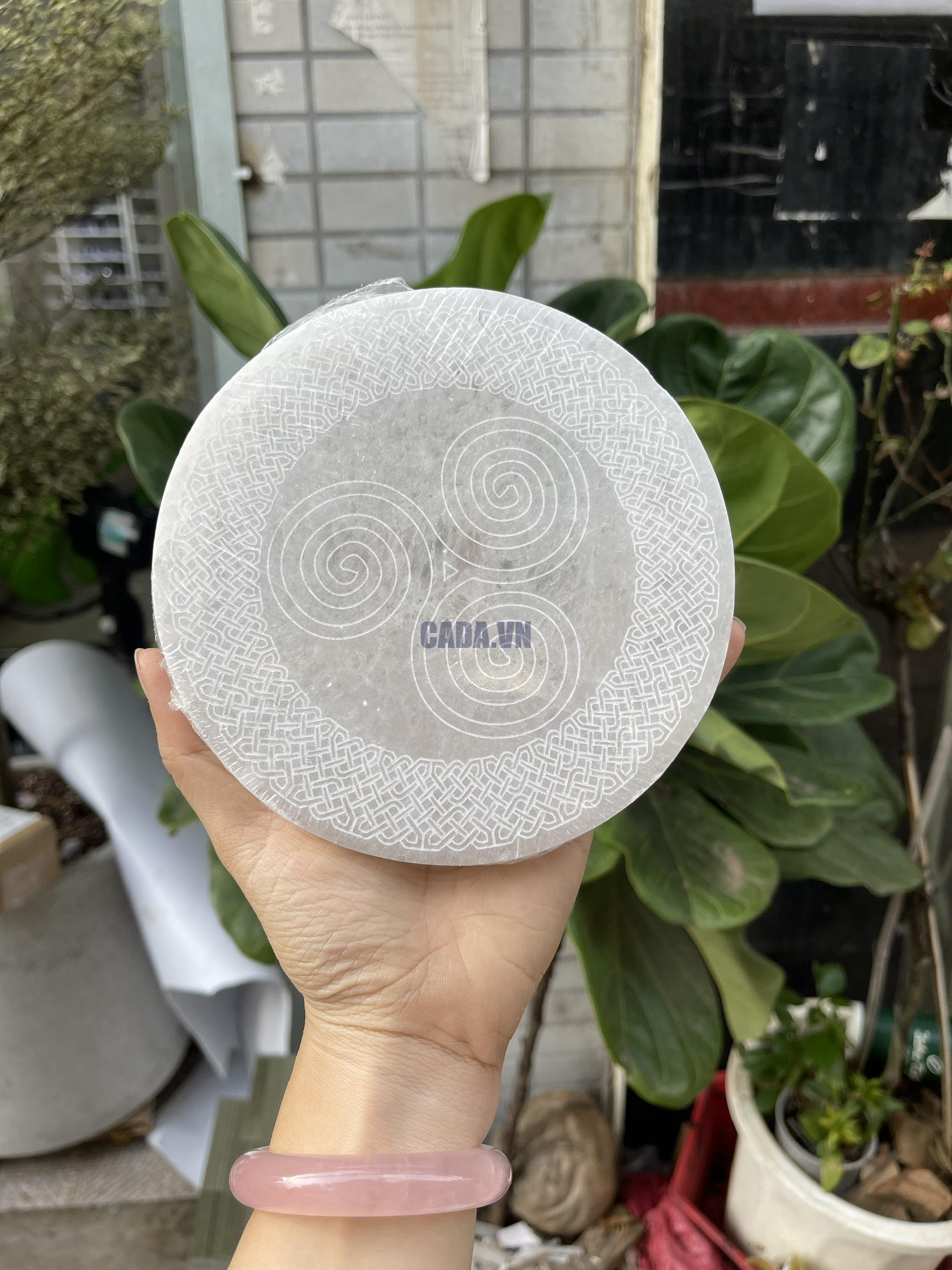 Đĩa lưới tinh thể selenite | Grib Selenite | Đá trang trí, sưu tầm, healing | CADA DECOR