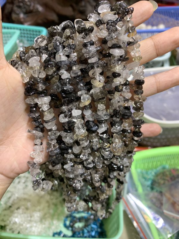 Dây chip Black Rutilated Quartz - Thạch Anh Tóc đen | CADA DECOR