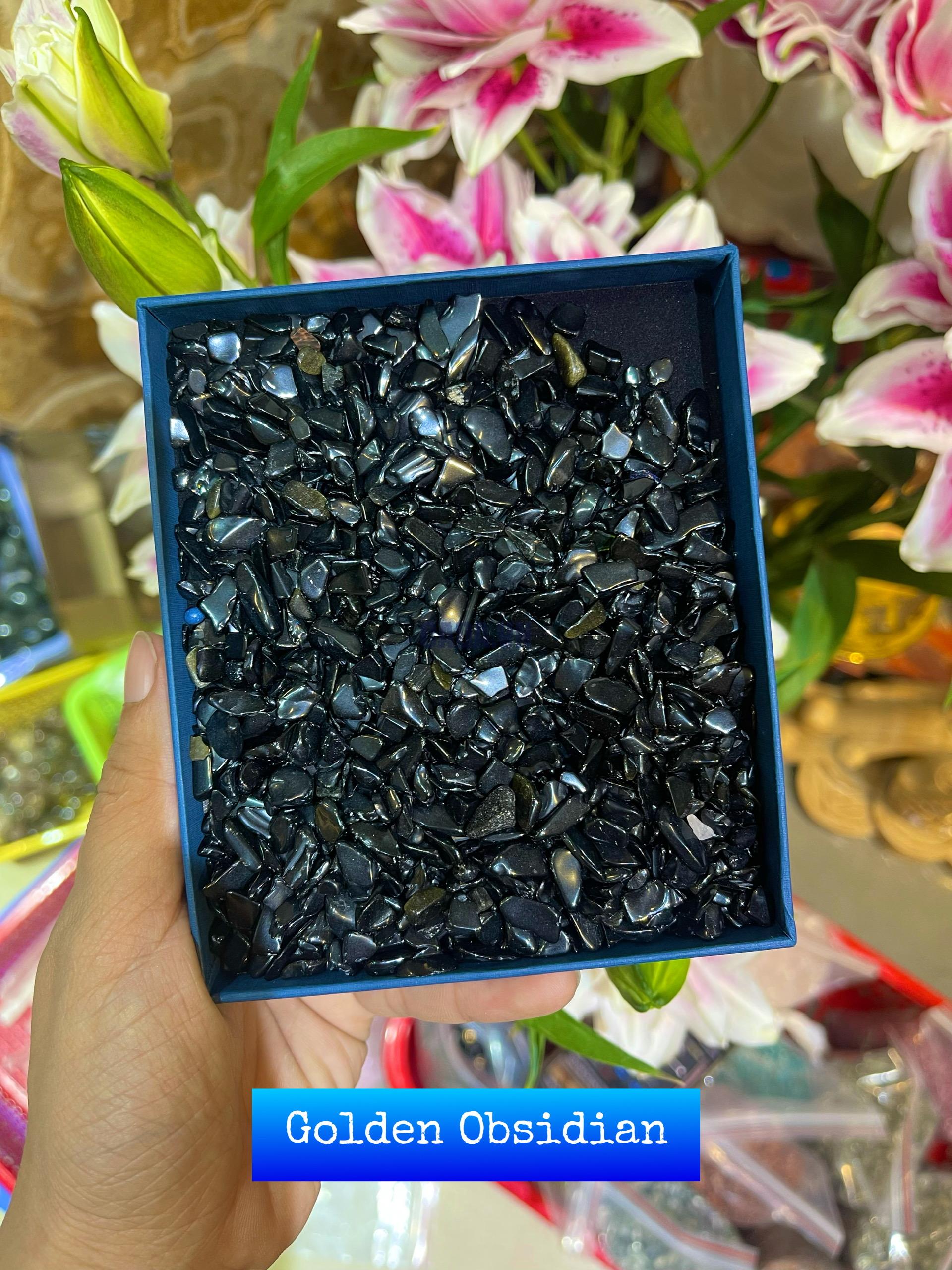 Đá vụn Golden Obsidian (100gram) | Đá trang trí, sưu tầm, healing | CADA DECOR