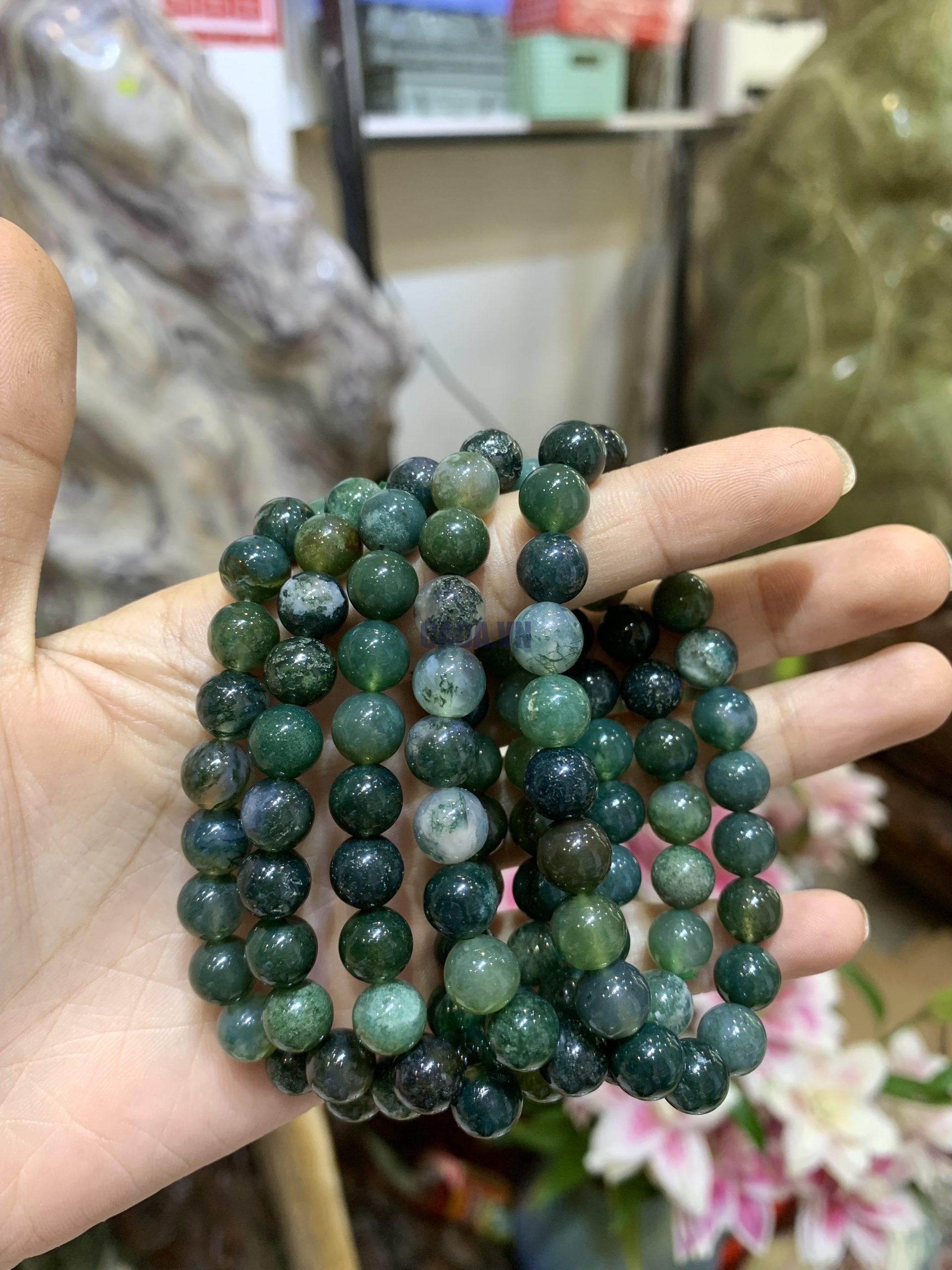 Vòng Green Moss Agate | Mã Não Rêu xanh 8mm - Vòng đơn | CADA DECOR