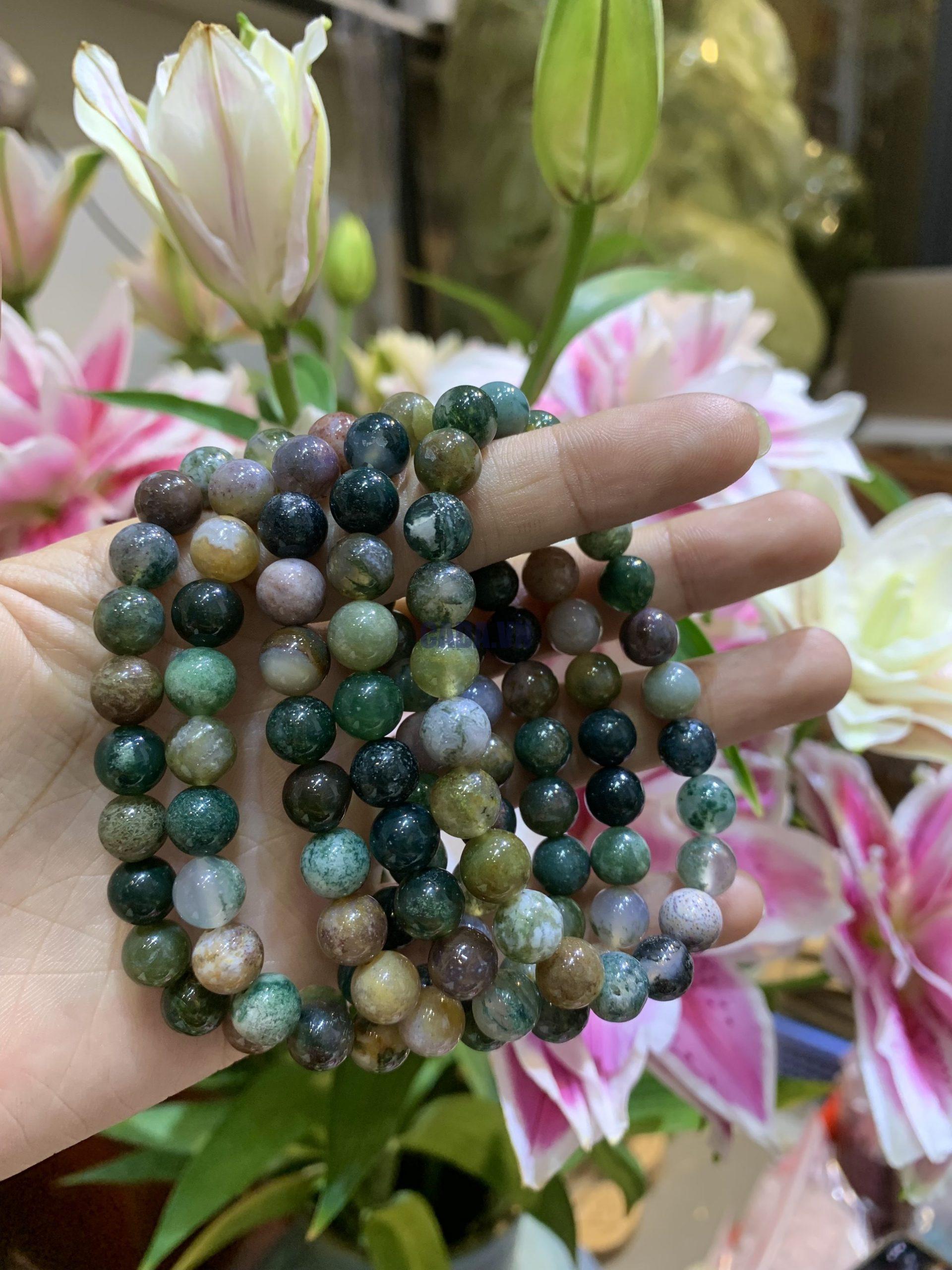 Vòng Indian Moss Agate | Mã Não Rêu 8mm - Vòng đơn | CADA DECOR